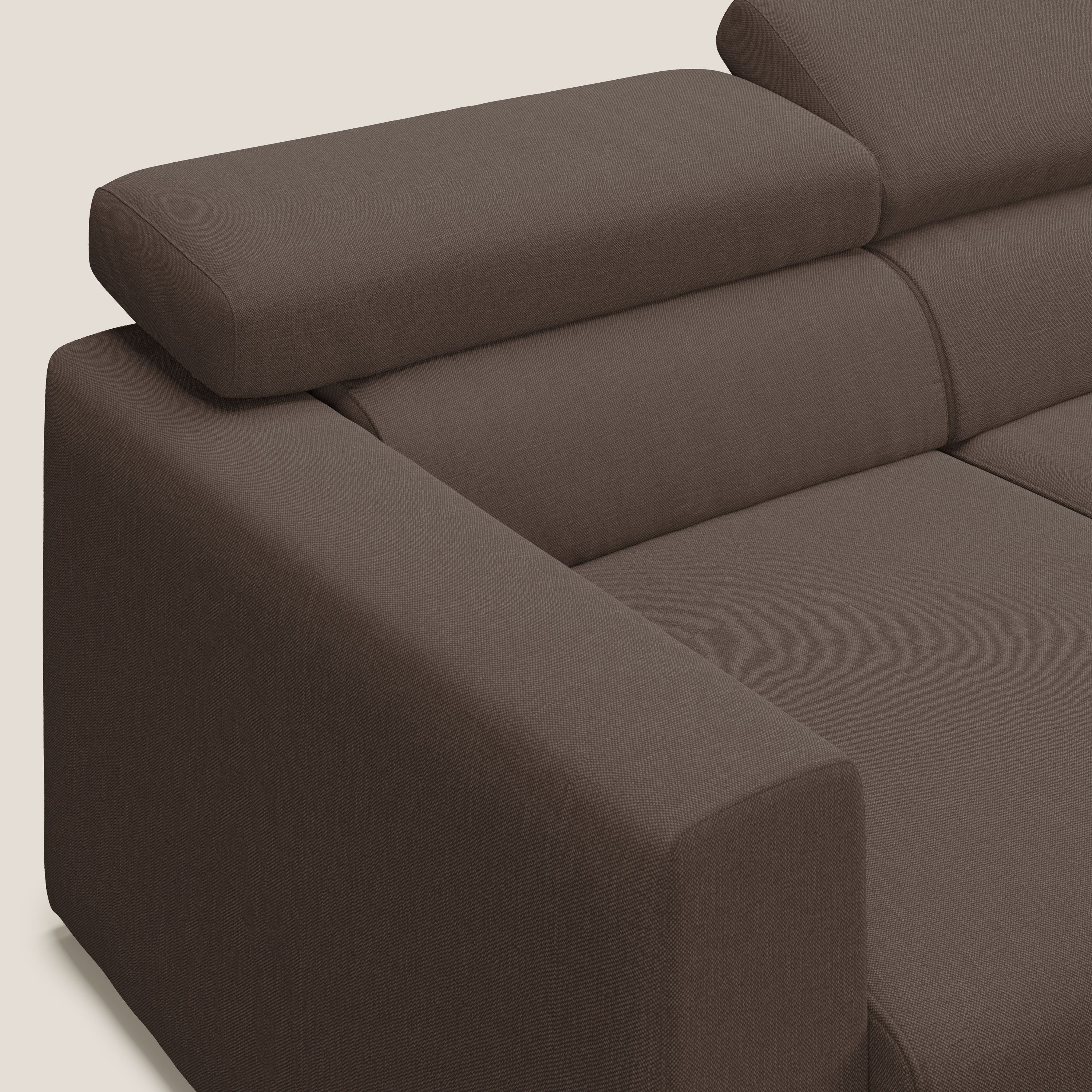 Dylan divano angolare con pouf estraibile poggiapiedi in tessuto simil cotone impermeabile T13 marrone - divitt.sbs