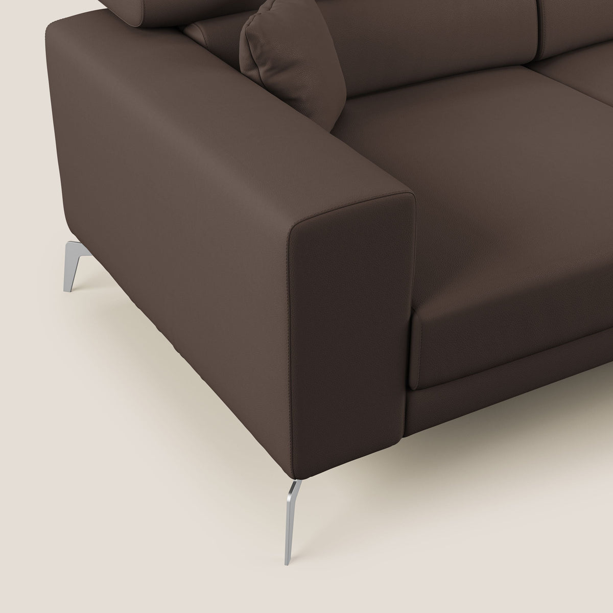 Blade Divano moderno angolare con poggiatesta reclinabili in Ecopelle T04 marrone - divitt.sbs