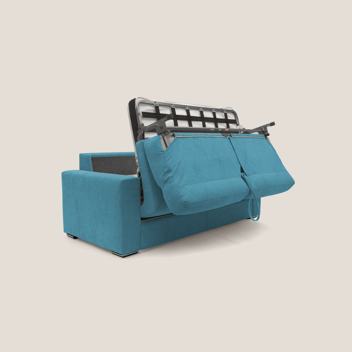 Nikita Divano letto matrimoniale con schienale morbido alto e rivestimento T02 azzurro - divitt.sbs