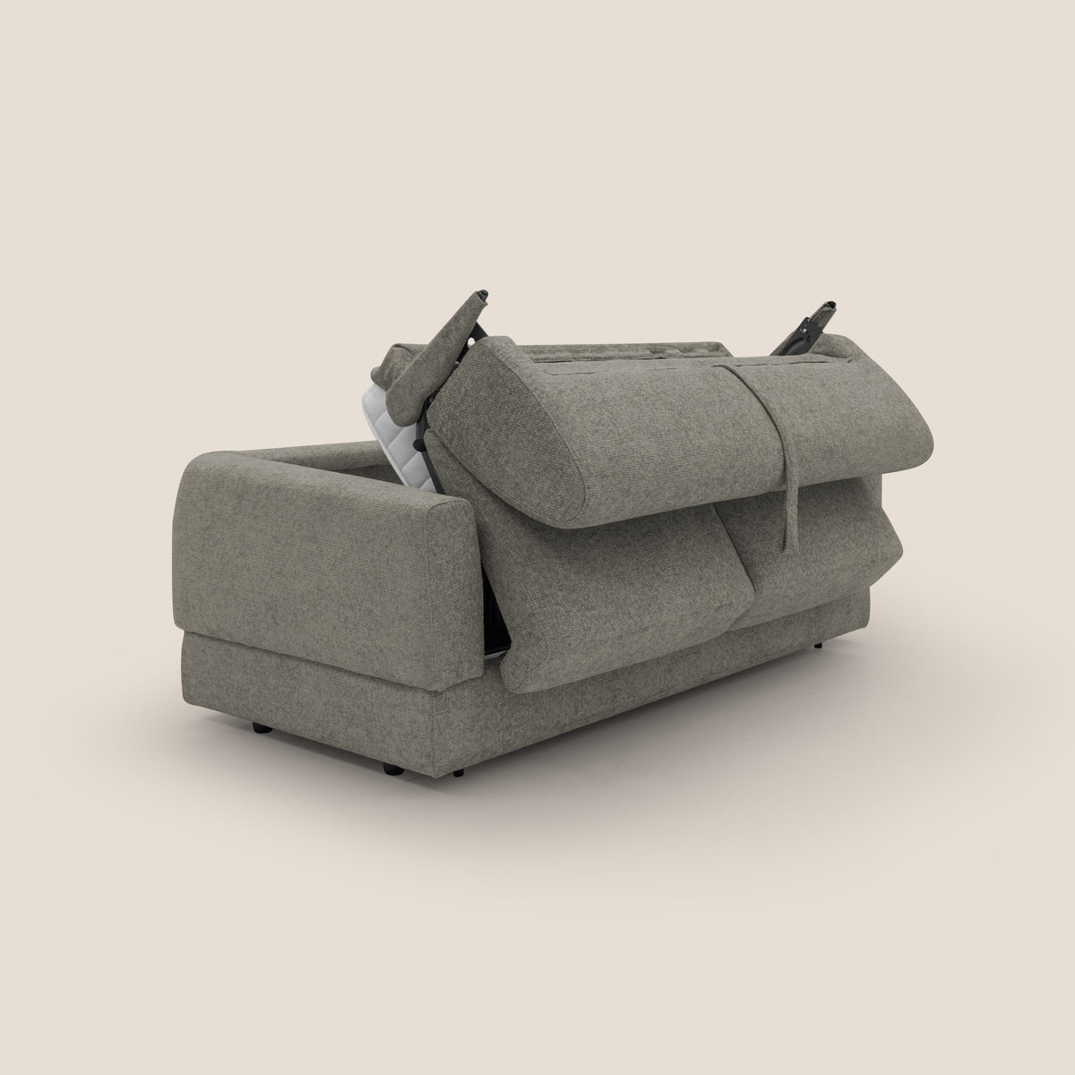 Happy Divano letto matrimoniale con materasso h18 cm in tessuto impermeabile T10 talpa - divitt.sbs