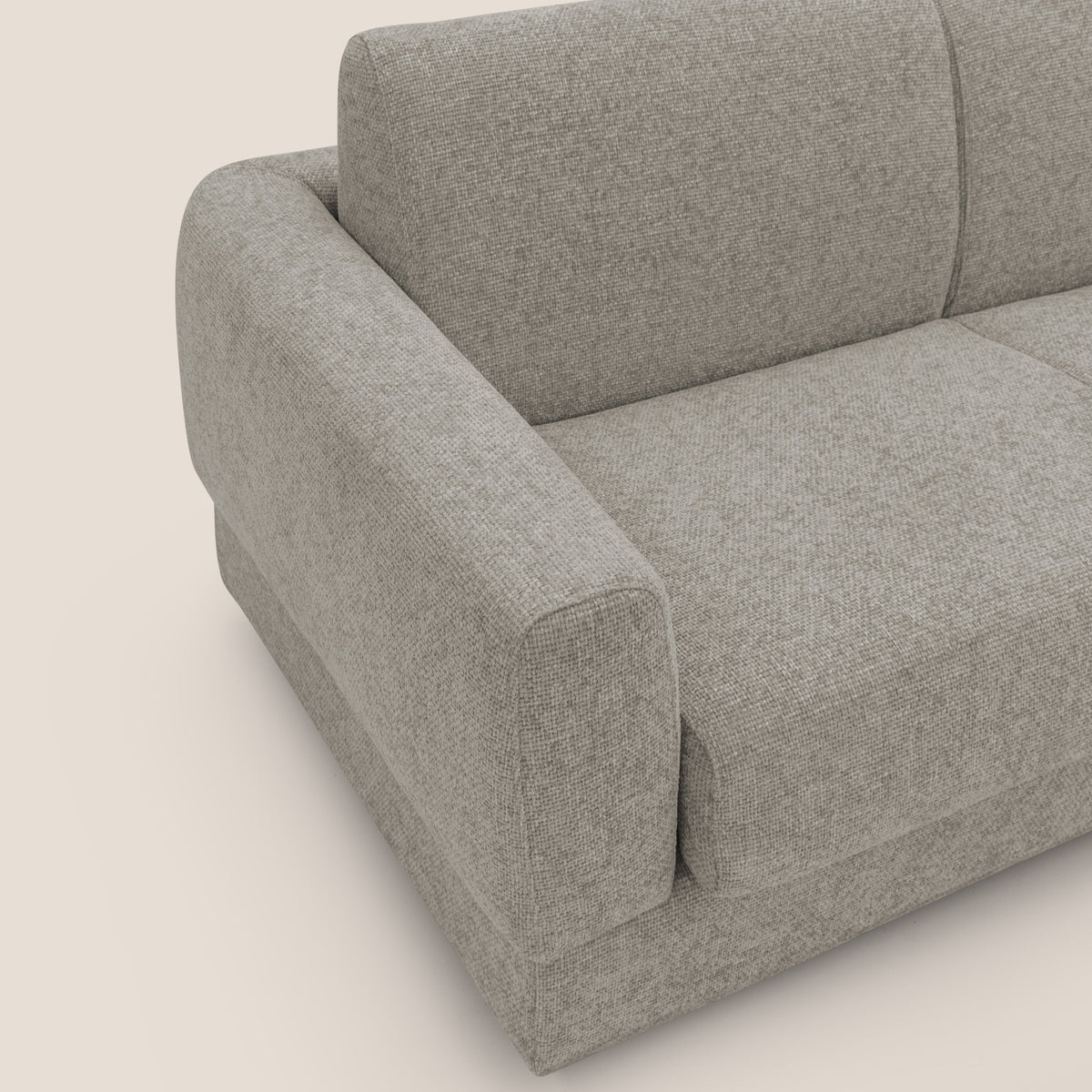 Happy Divano letto matrimoniale con materasso h18 cm in tessuto impermeabile T10 tortora - divitt.sbs