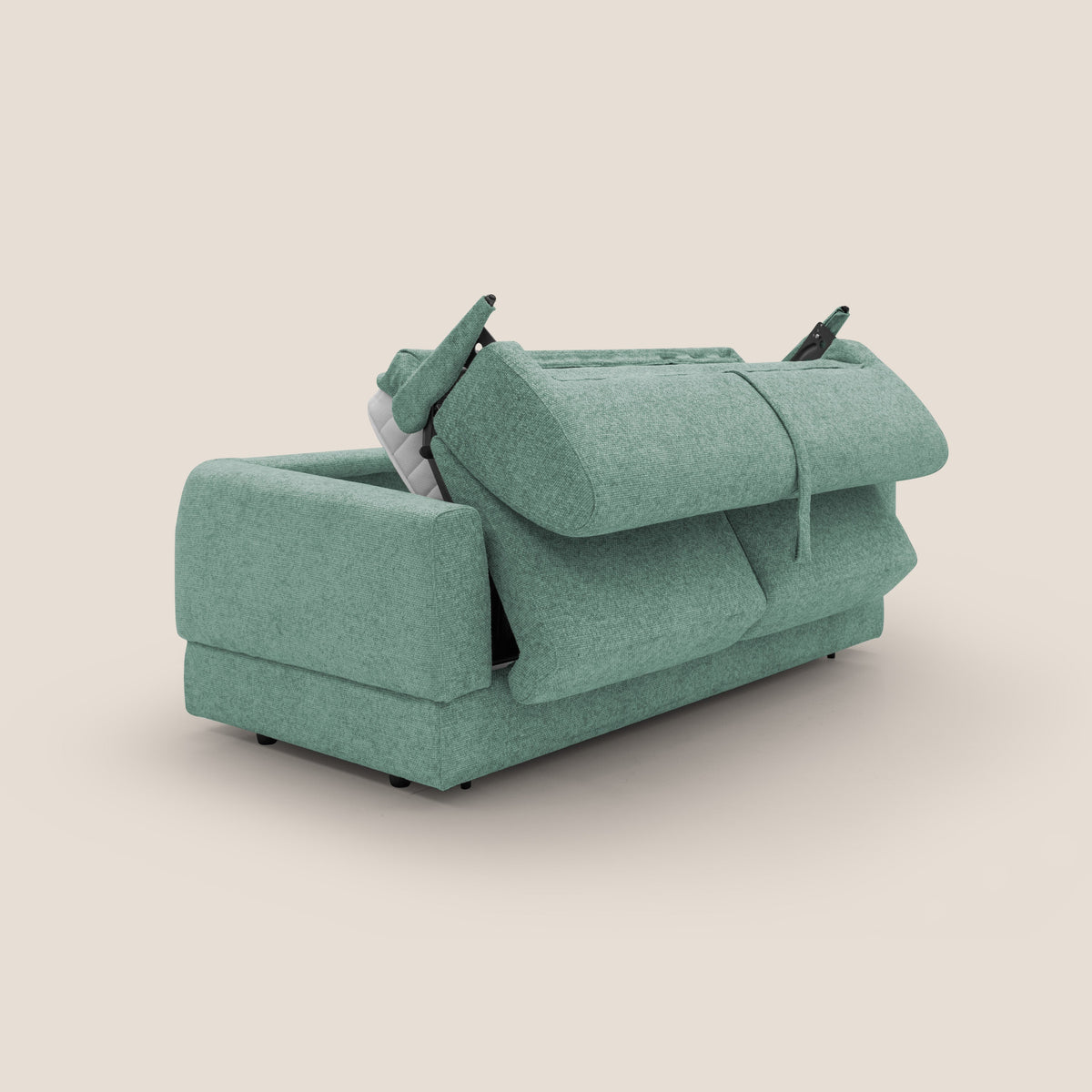 Happy Divano letto matrimoniale con materasso h18 cm in tessuto impermeabile T10 salvia - divitt.sbs
