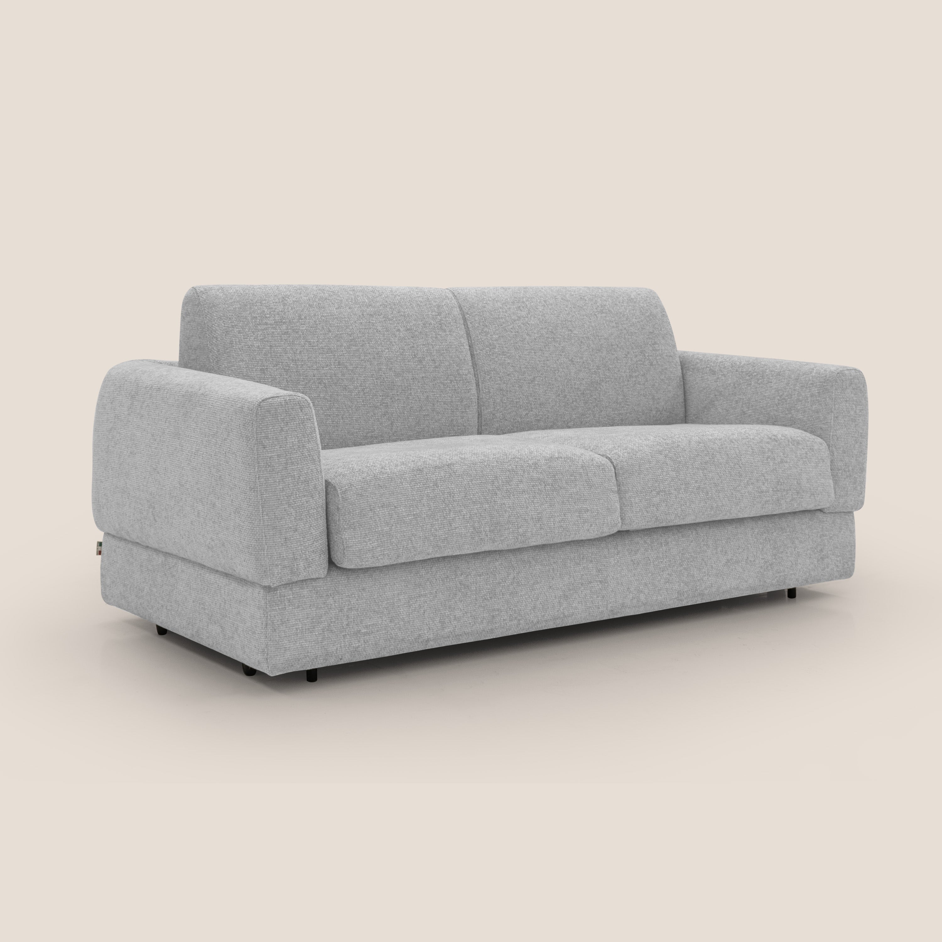 Happy Divano letto matrimoniale con materasso h18 cm in tessuto impermeabile T10 grigio chiaro - divitt.sbs