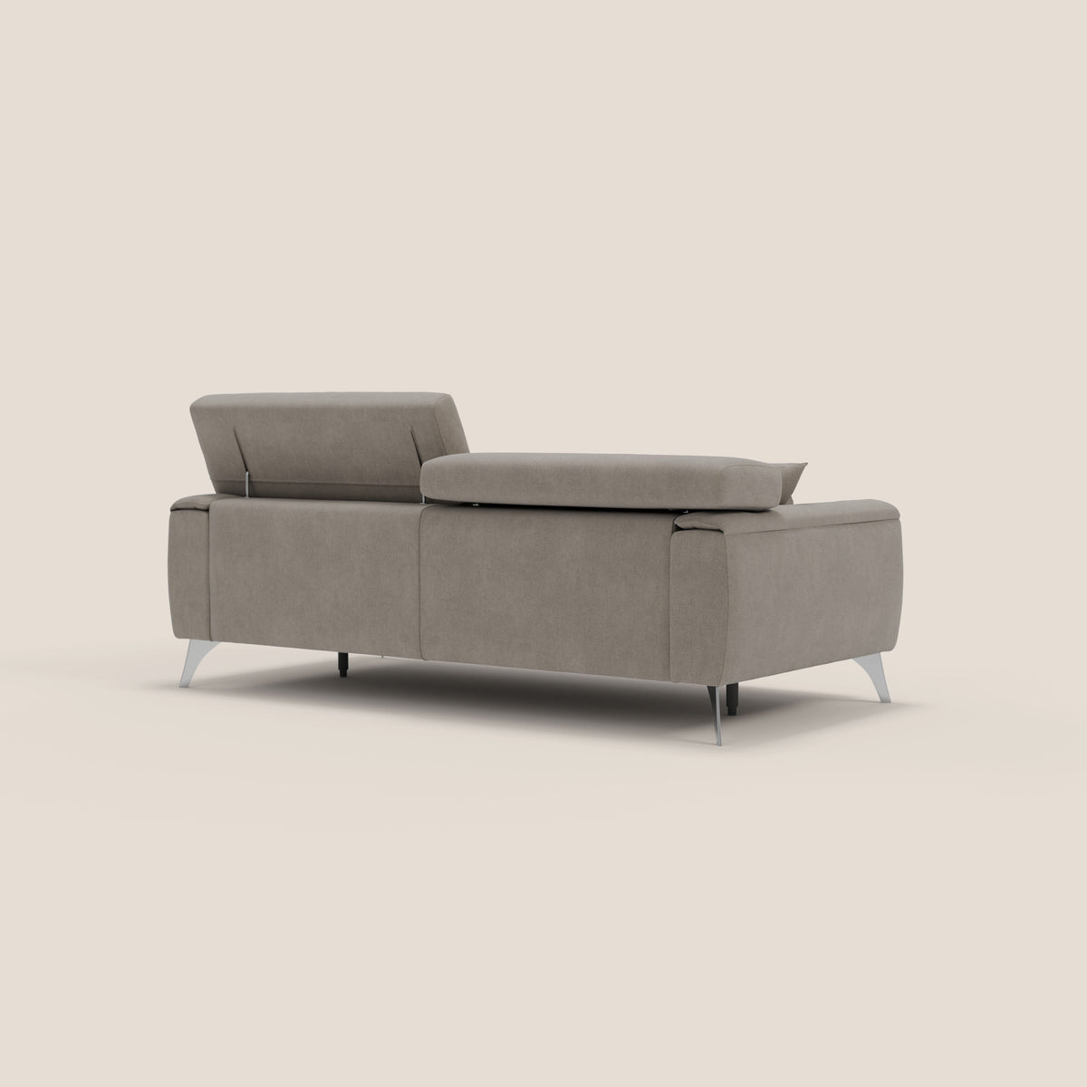 Caravaggio divano con sedute allungabili e poggiatesta reclinabili in tessuto impermeabile T02 beige - divitt.sbs
