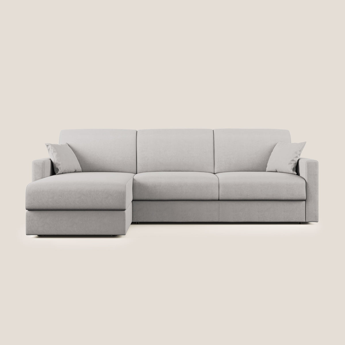 Chris Divano letto angolare con penisola in microfibra smacchiabile T11 grigio chiaro - divitt.sbs