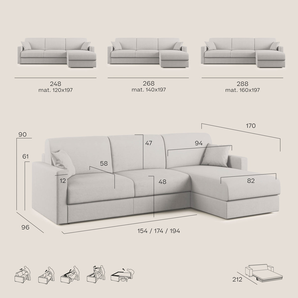 Chris Divano letto angolare 5 posti in tessuto impermeabile T13 blu - divitt.sbs