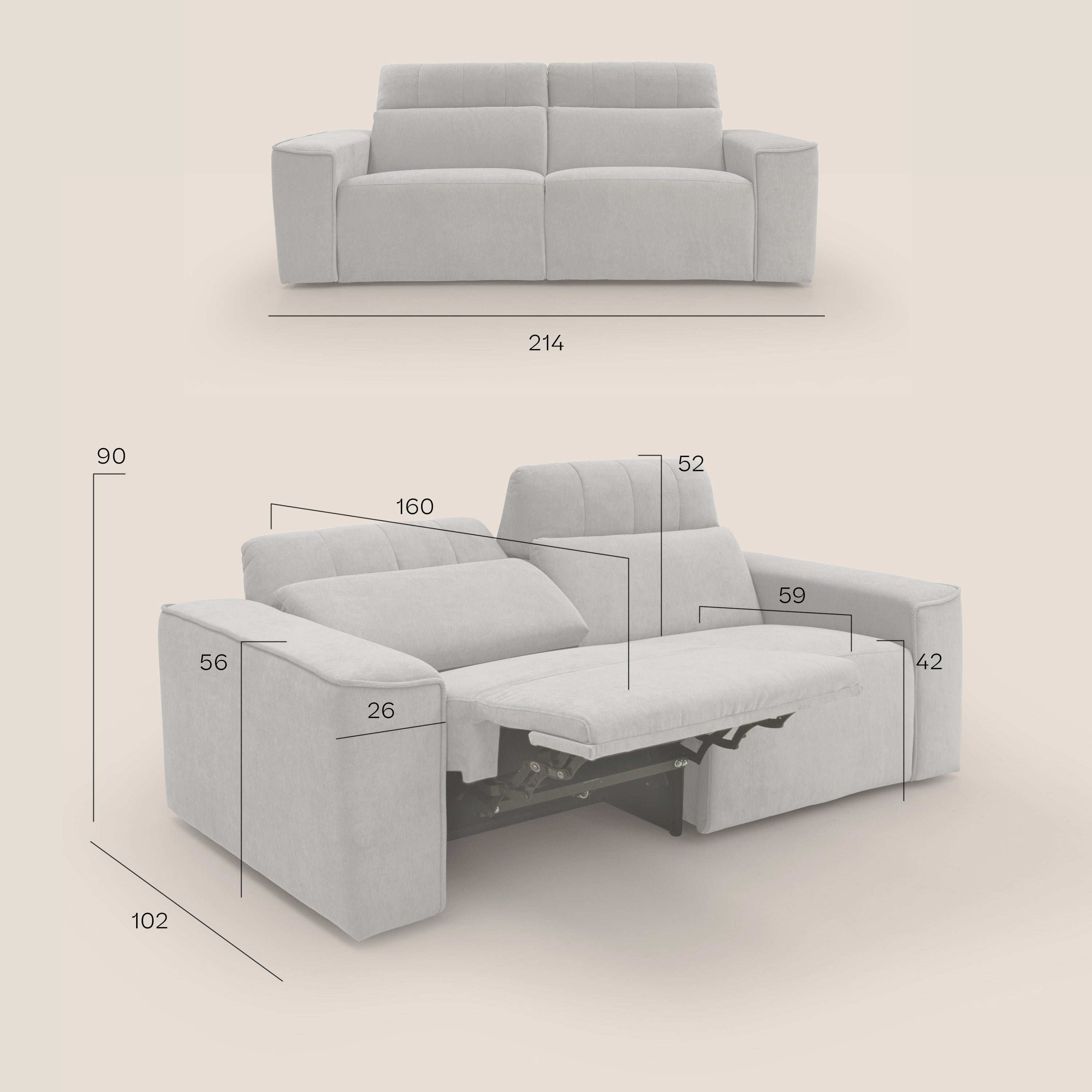 Clark Divano modulare con opzione relax elettrico in tessuto smacchiabile impermeabile T17 rosa - divitt.sbs