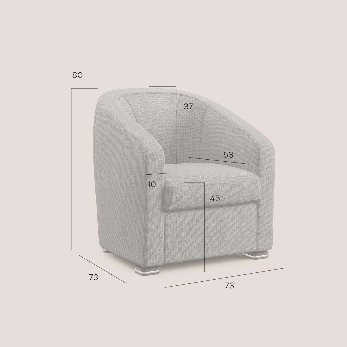 Cloe Poltroncina in tessuto smacchiabile con acqua QuickClean T08 grigio - divitt.sbs