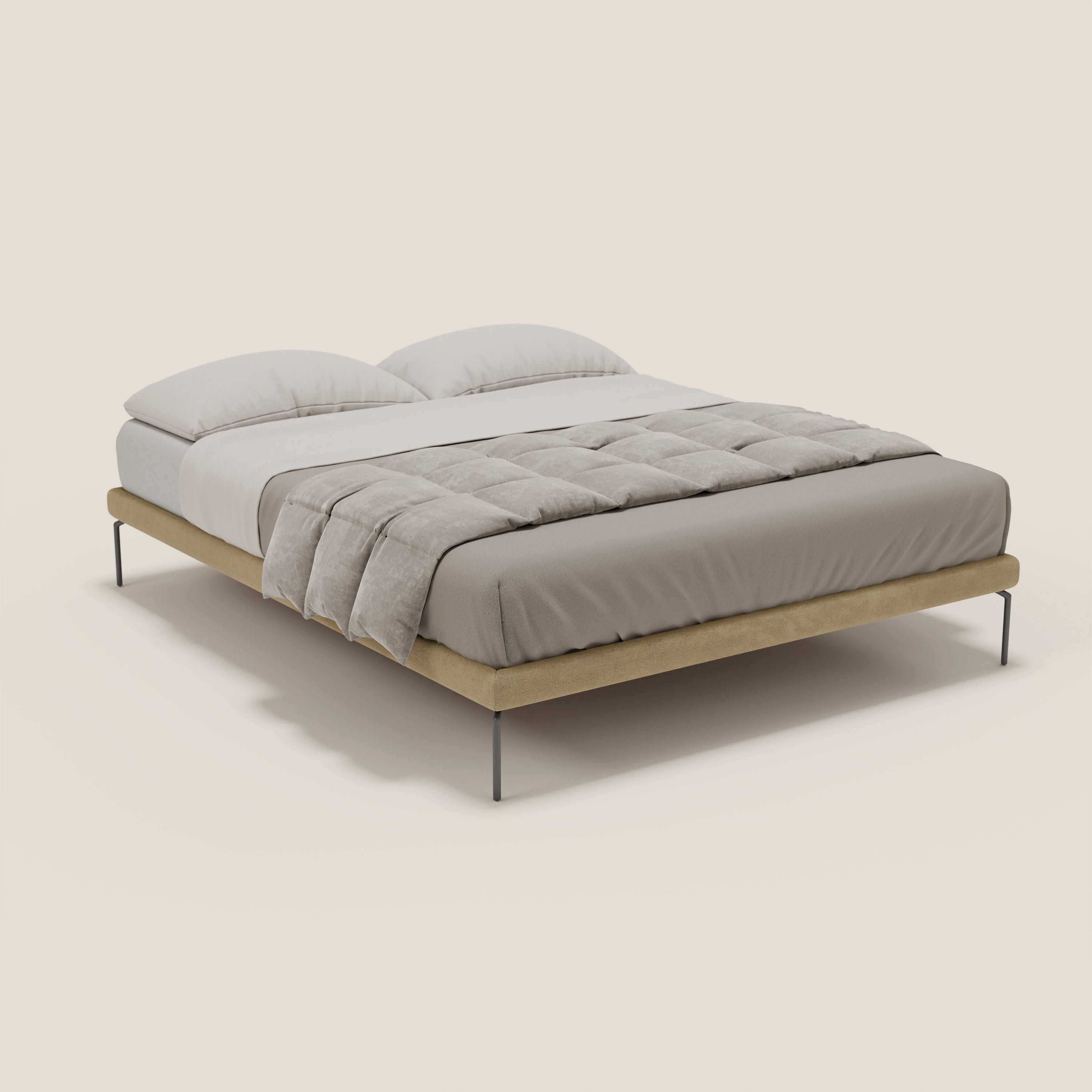 Ring sommier sfoderabile con piedi alti 24 cm in tessuto impermeabile T14 beige - divitt.sbs