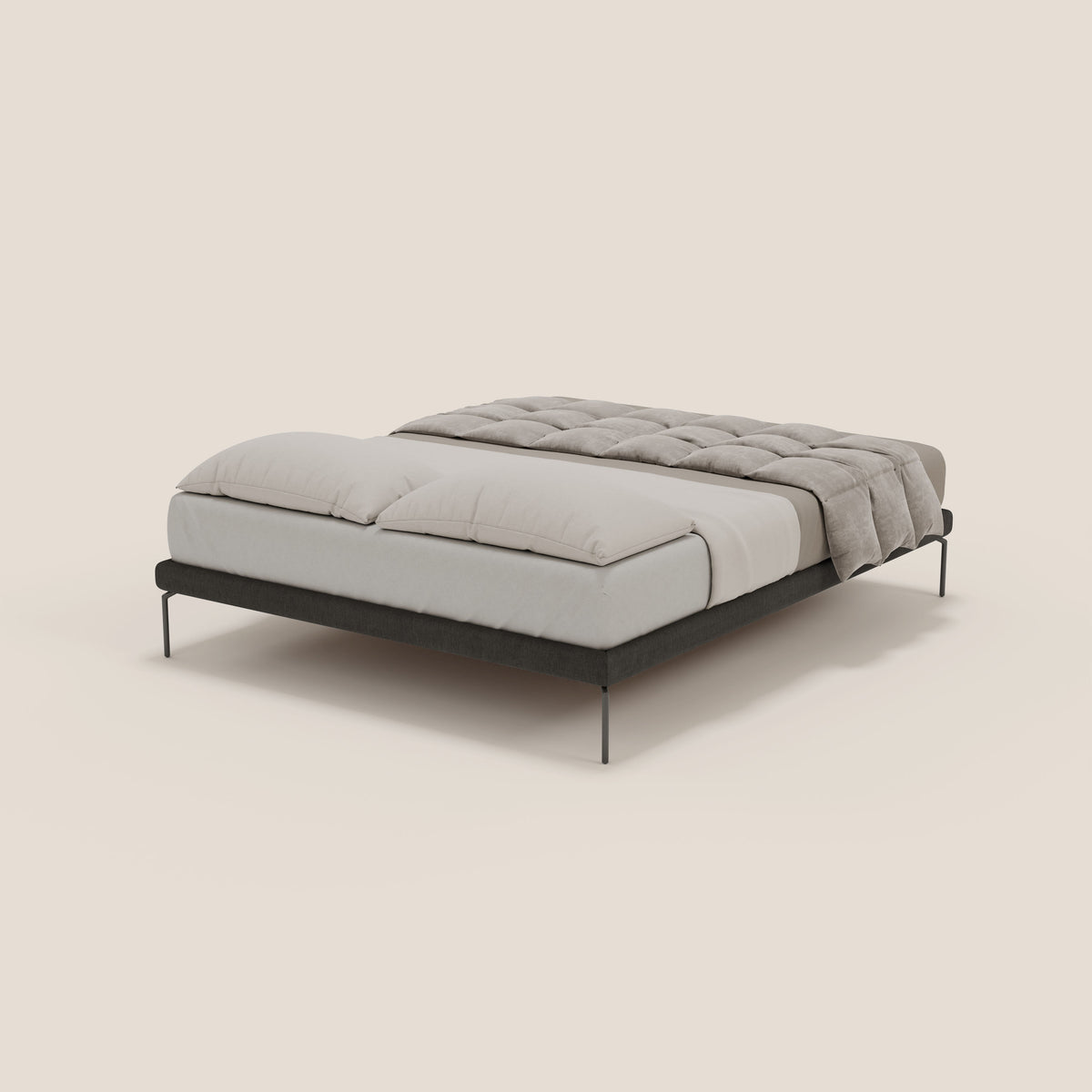Ring sommier sfoderabile con piedi alti 24 cm in tessuto impermeabile T14 antracite - divitt.sbs