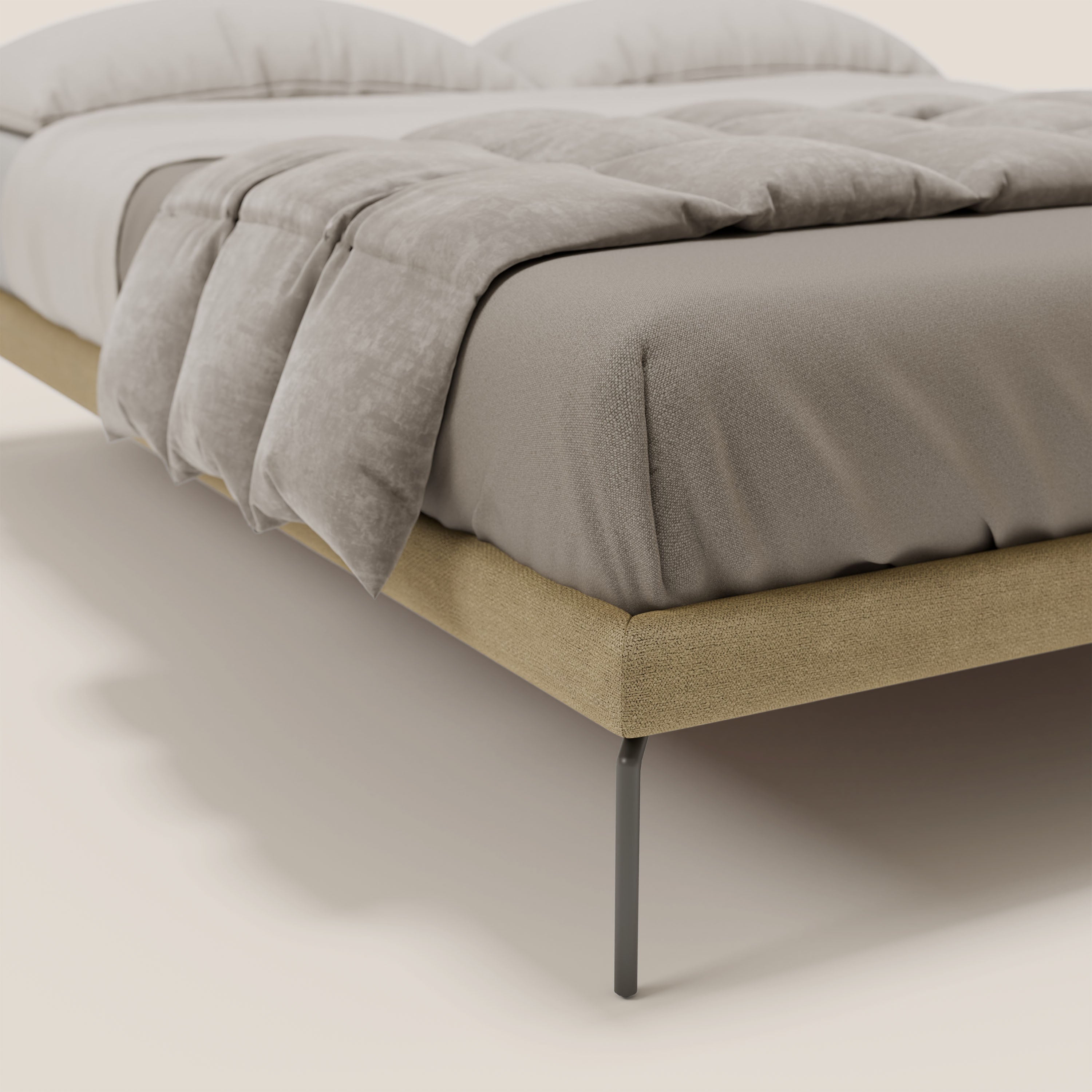 Ring sommier sfoderabile con piedi alti 24 cm in tessuto impermeabile T14 beige - divitt.sbs