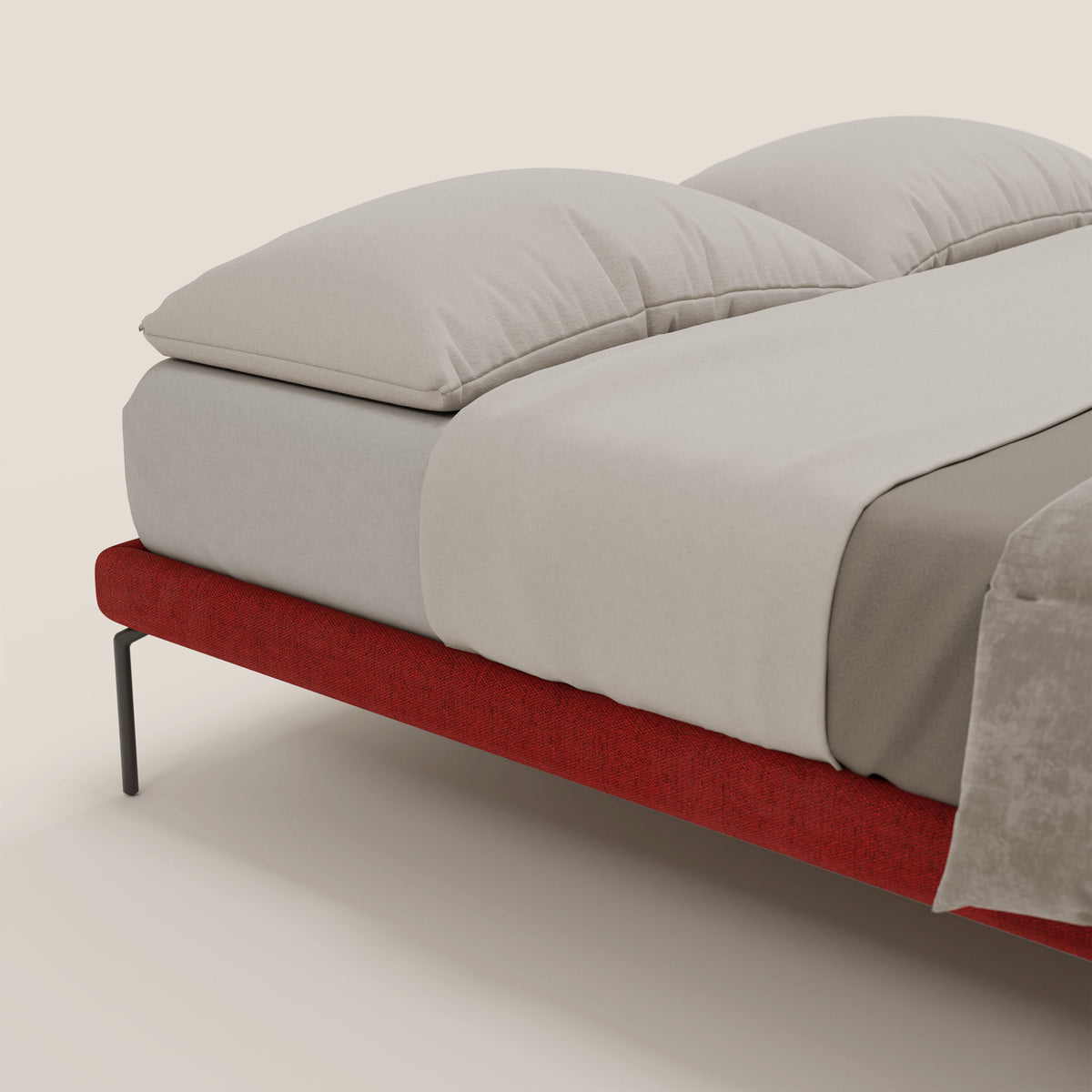 Ring sommier sfoderabile con piedi alti 24 cm in tessuto impermeabile T14 rosso - divitt.sbs