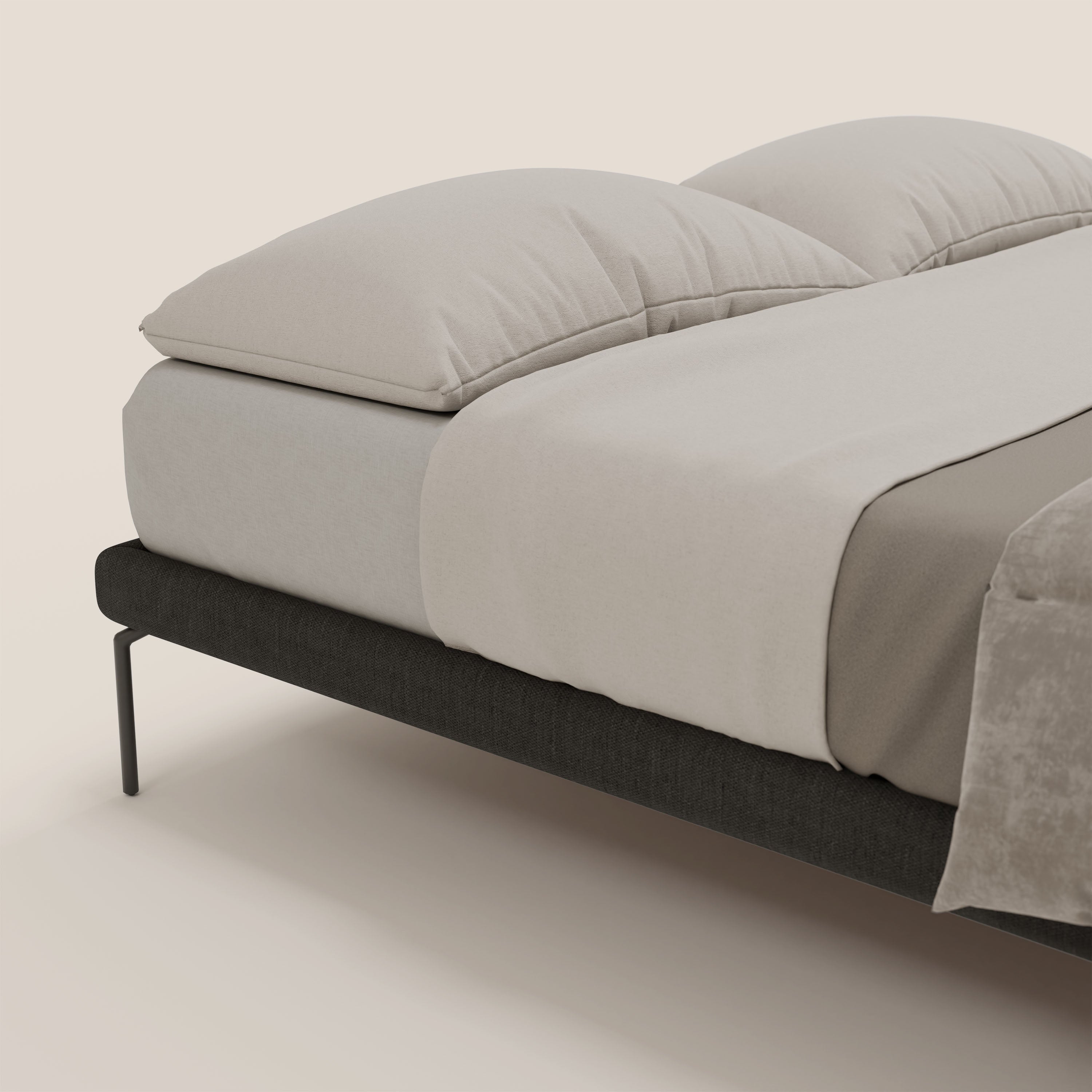 Ring sommier sfoderabile con piedi alti 24 cm in tessuto impermeabile T14 antracite - divitt.sbs