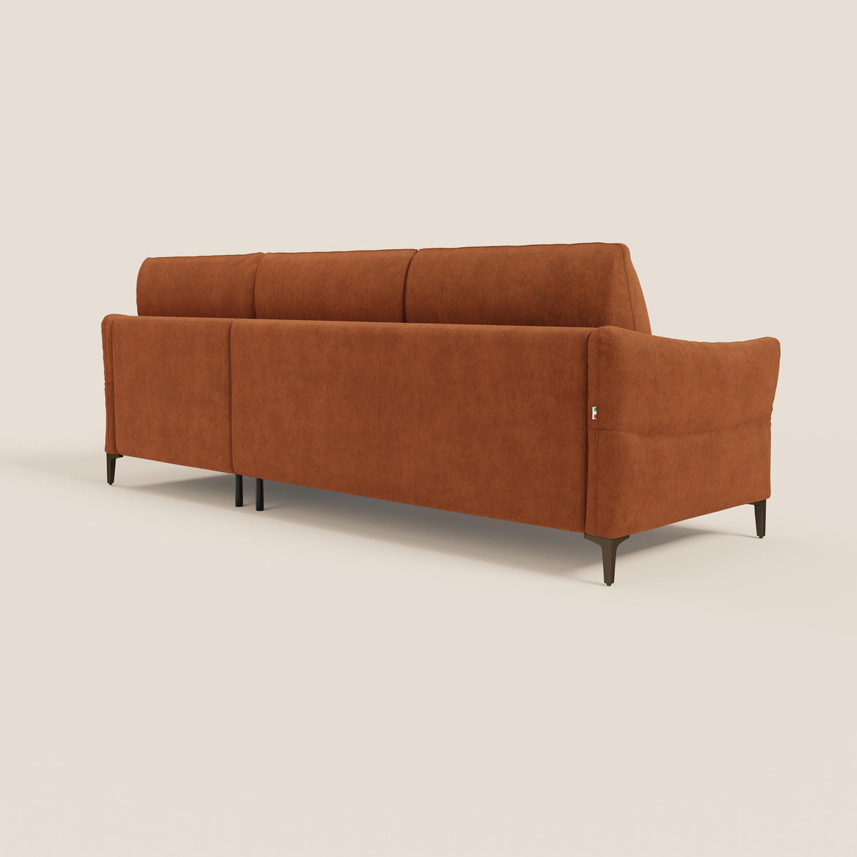 Dalia divano letto angolare con materasso alto 18 cm piedini alti e penisola contenitore in tessuto smacchiabile T17 - divitt.sbs