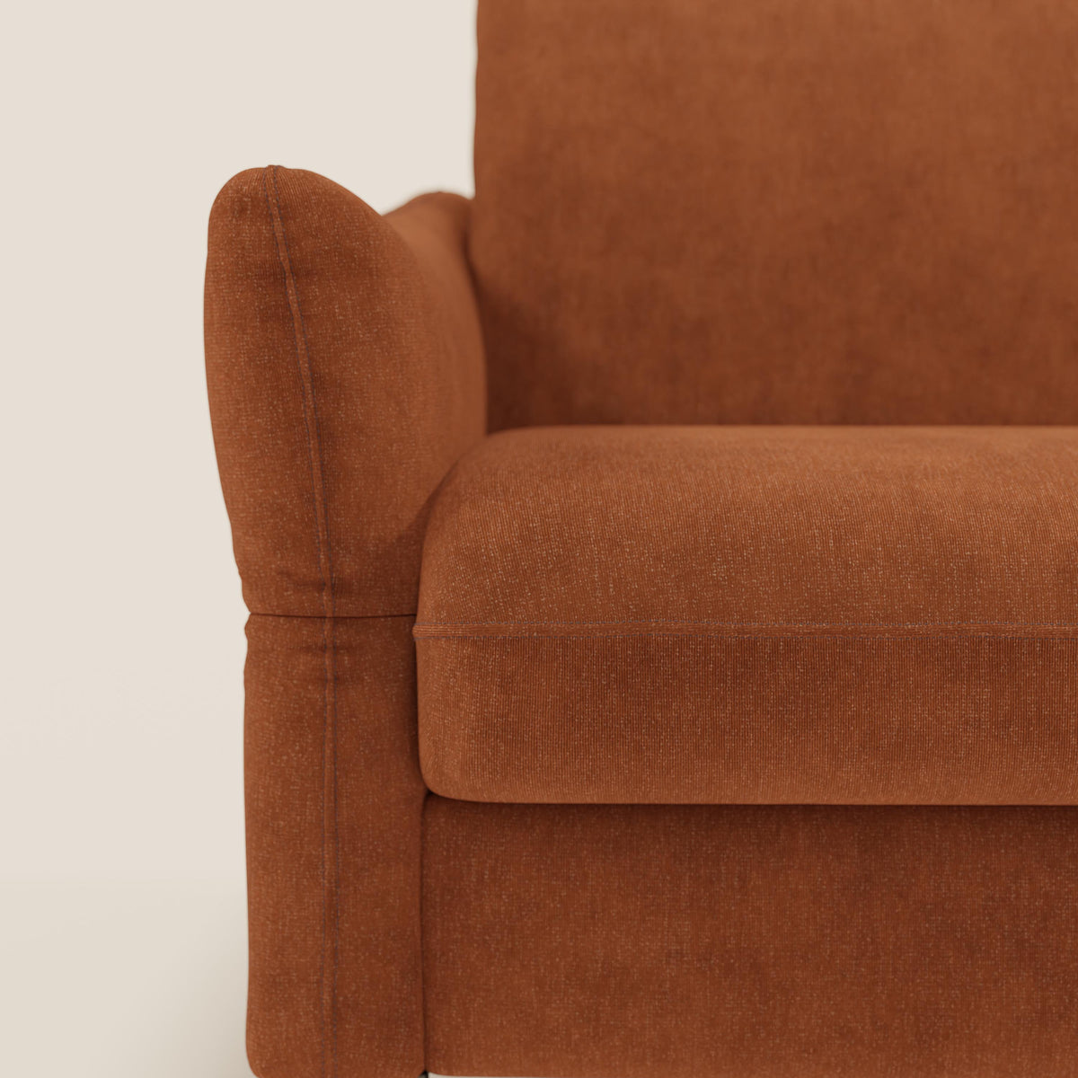 Dalia divano letto angolare con materasso alto 18 cm piedini alti e penisola contenitore in tessuto smacchiabile T17 - divitt.sbs