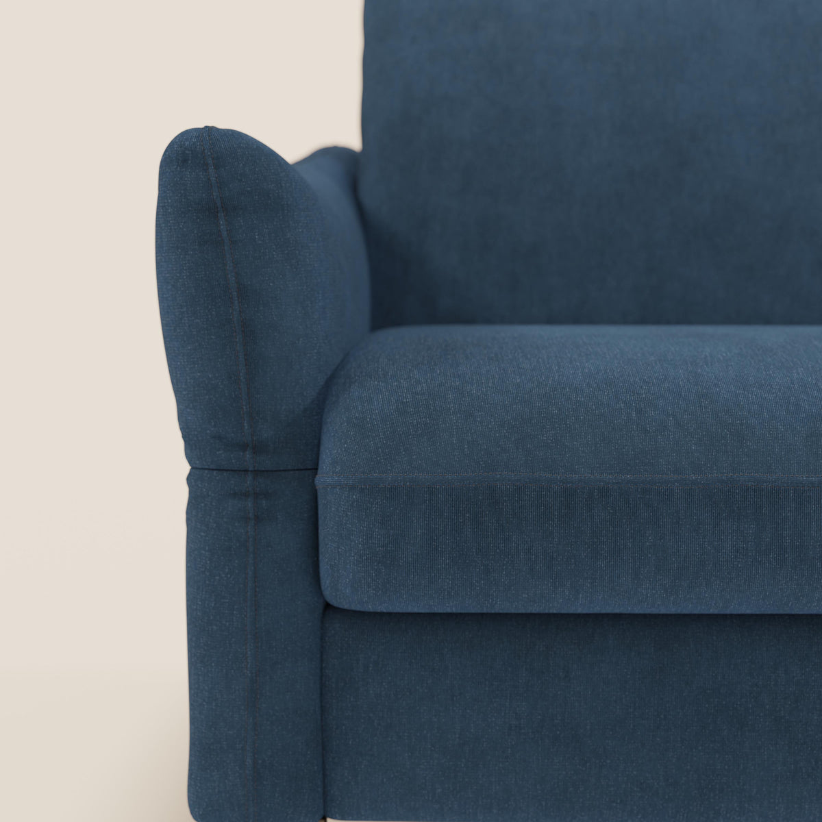 Dalia divano letto angolare con materasso alto 18 cm piedini alti e penisola contenitore in tessuto smacchiabile T17 - divitt.sbs