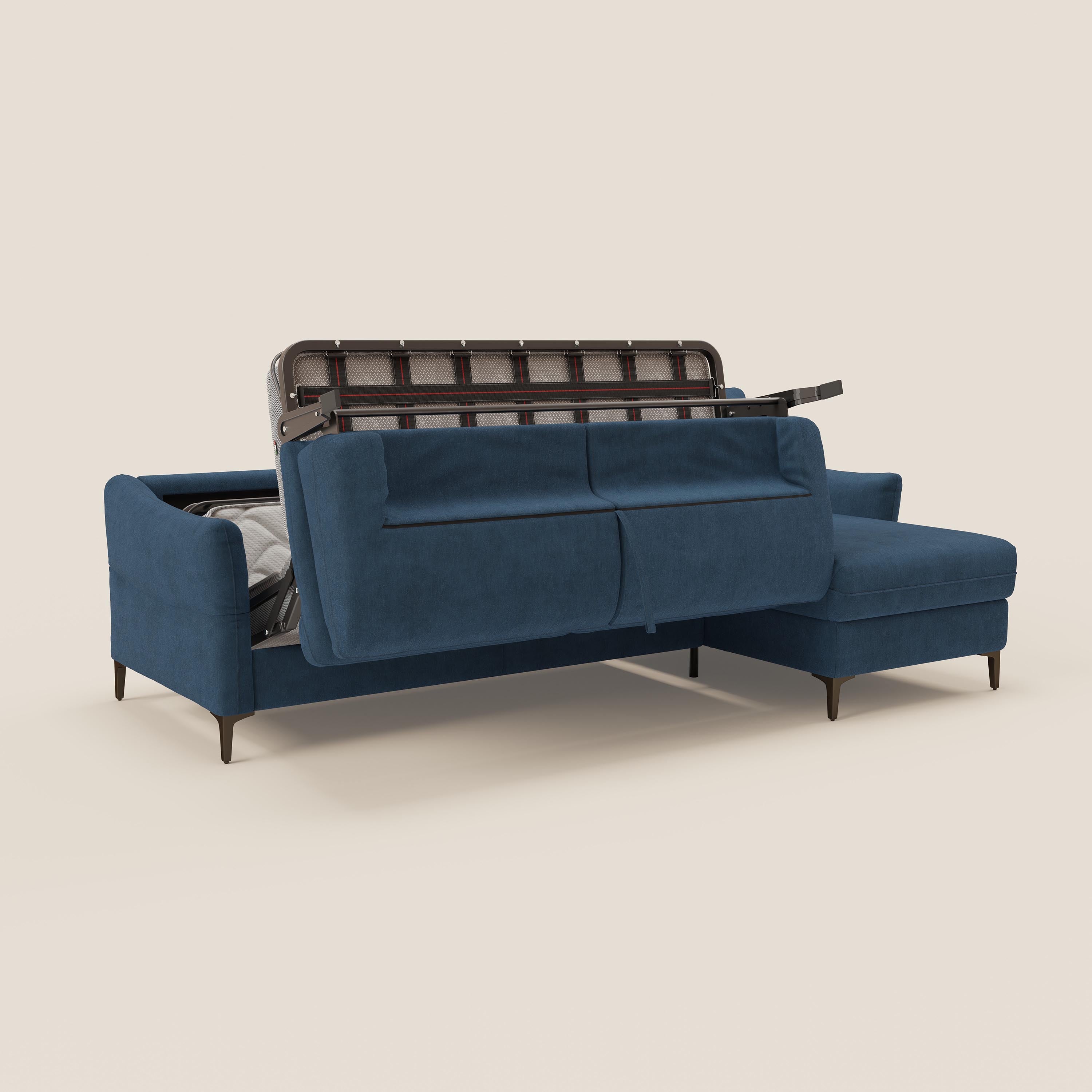 Dalia divano letto angolare con materasso alto 18 cm piedini alti e penisola contenitore in tessuto smacchiabile T17 - divitt.sbs