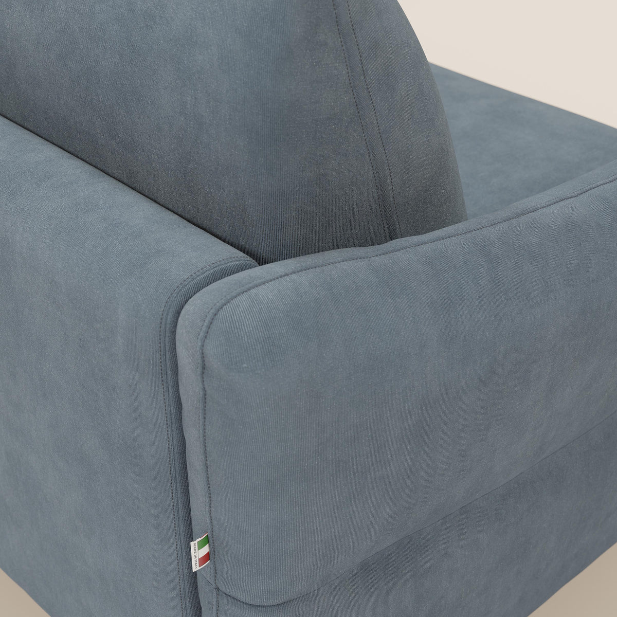 Dalia divano letto angolare con materasso alto 18 cm piedini alti e penisola contenitore in tessuto smacchiabile T17 - divitt.sbs