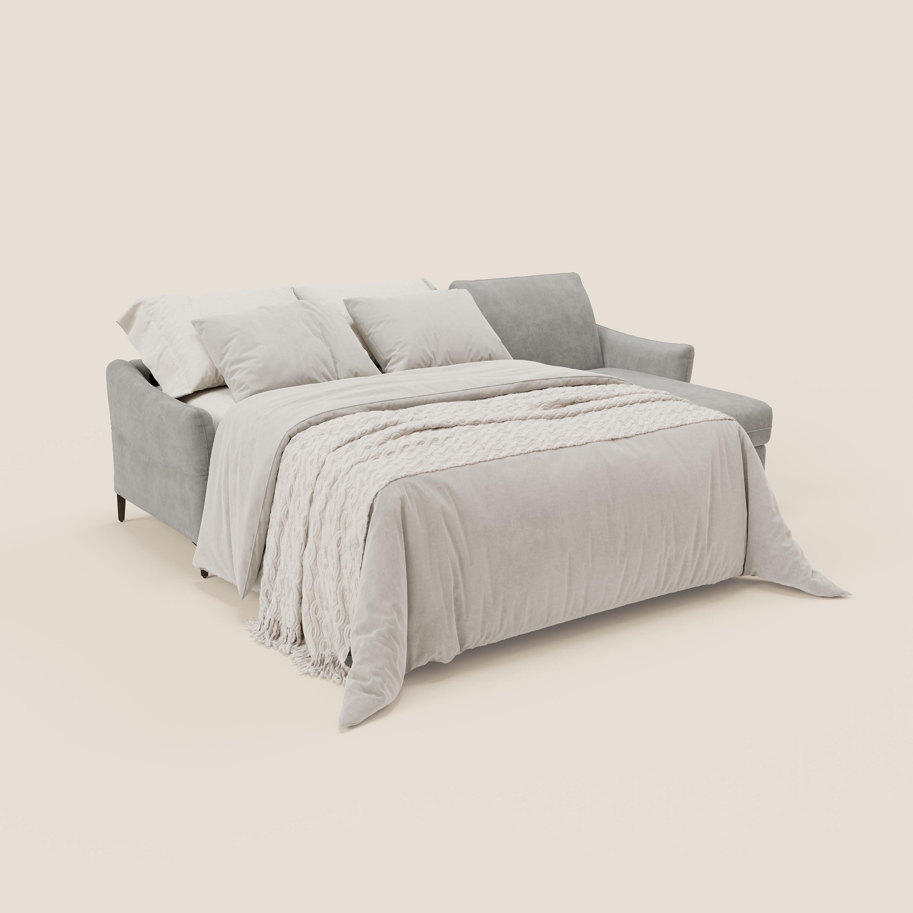 Dalia divano letto angolare con materasso alto 18 cm piedini alti e penisola contenitore in tessuto smacchiabile T17 - divitt.sbs