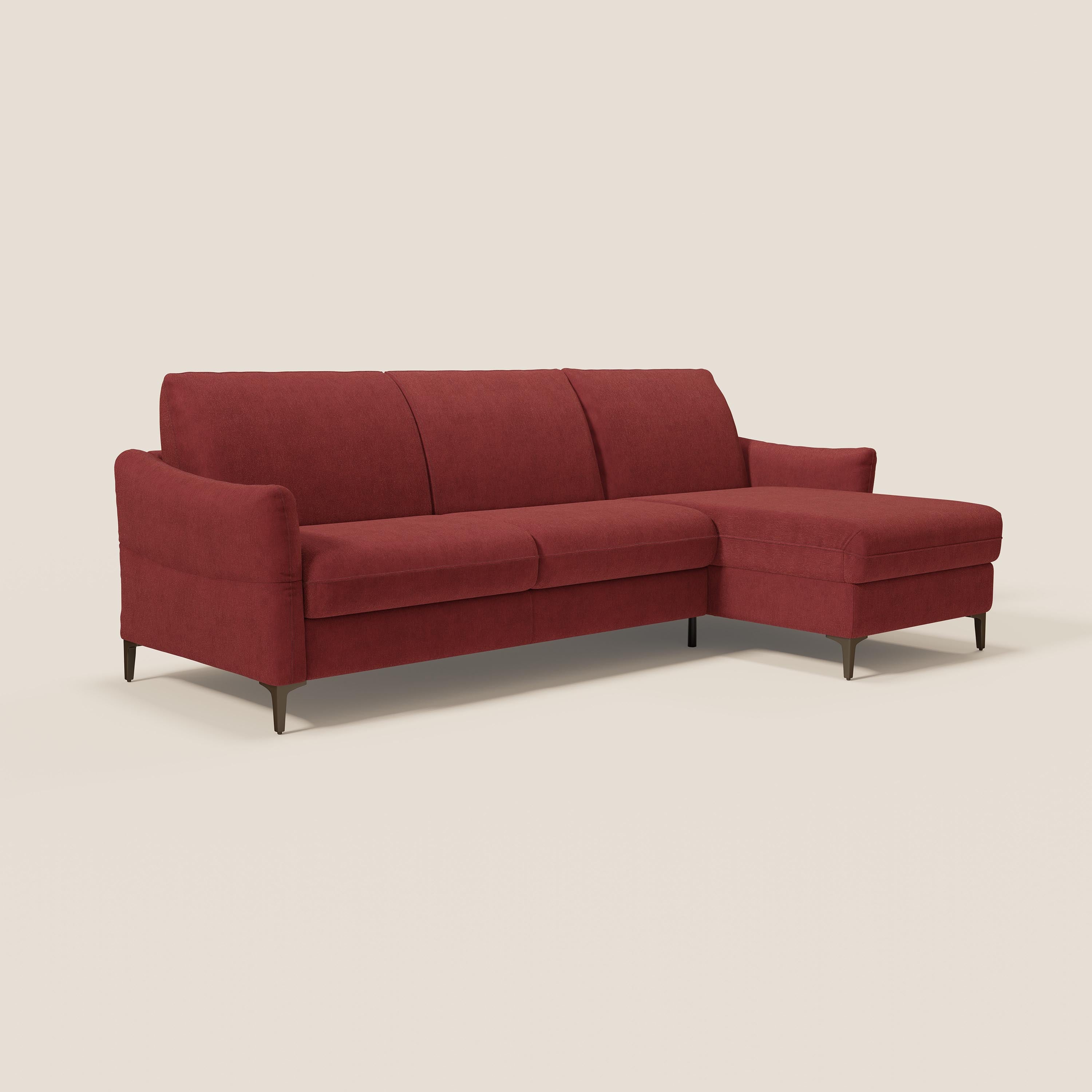 Dalia divano letto angolare con materasso alto 18 cm piedini alti e penisola contenitore in tessuto smacchiabile T17 - divitt.sbs