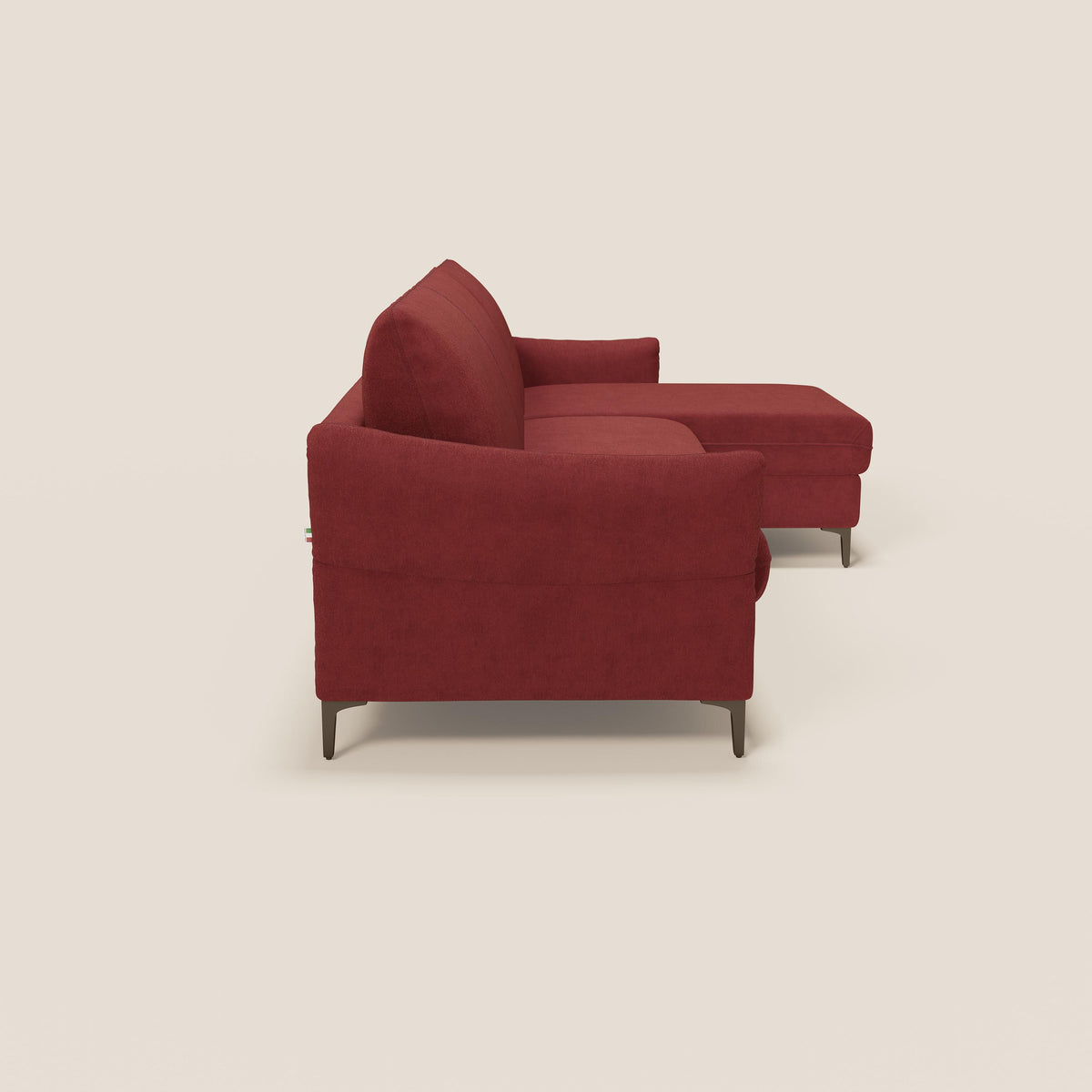 Dalia divano letto angolare con materasso alto 18 cm piedini alti e penisola contenitore in tessuto smacchiabile T17 - divitt.sbs