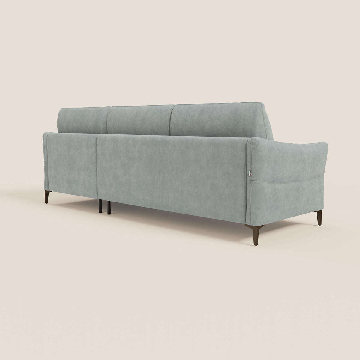 Dalia divano letto angolare con materasso alto 18 cm piedini alti e penisola contenitore in tessuto smacchiabile T17 - divitt.sbs