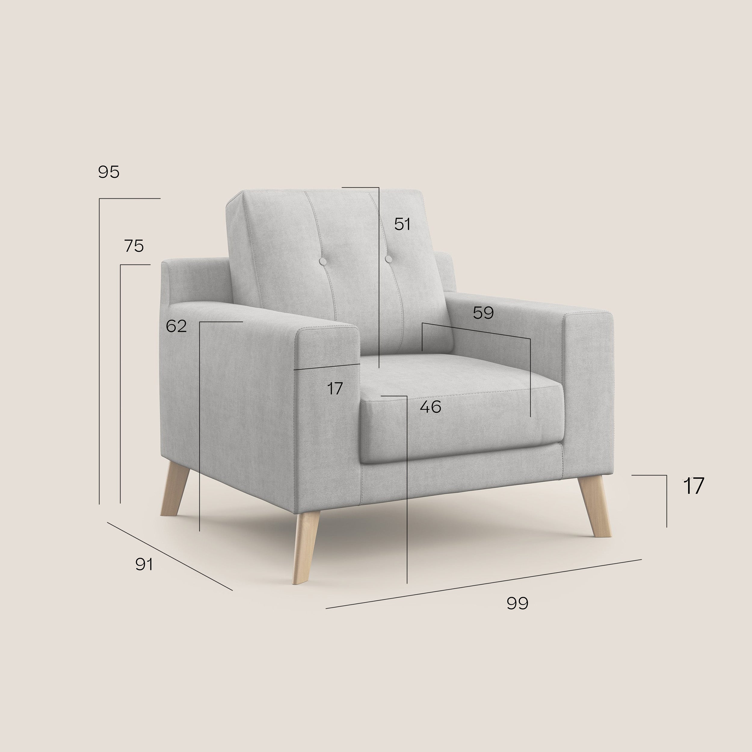 Danish poltroncina in tessuto morbido impermeabile T02 rosa - divitt.sbs