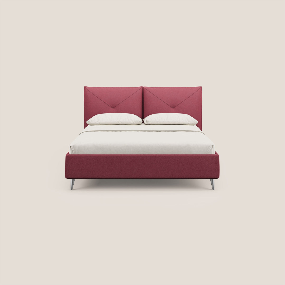Adone letto imbottito contenitore a doppia pannellatura in bouclet impermeabile T07 rosso - divitt.sbs