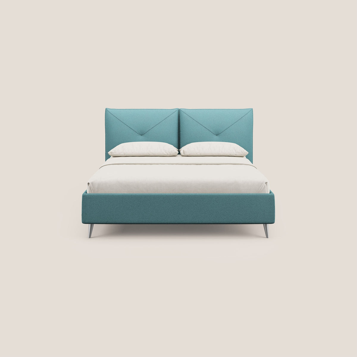 Adone letto imbottito contenitore a doppia pannellatura in bouclet impermeabile T07 azzurro - divitt.sbs