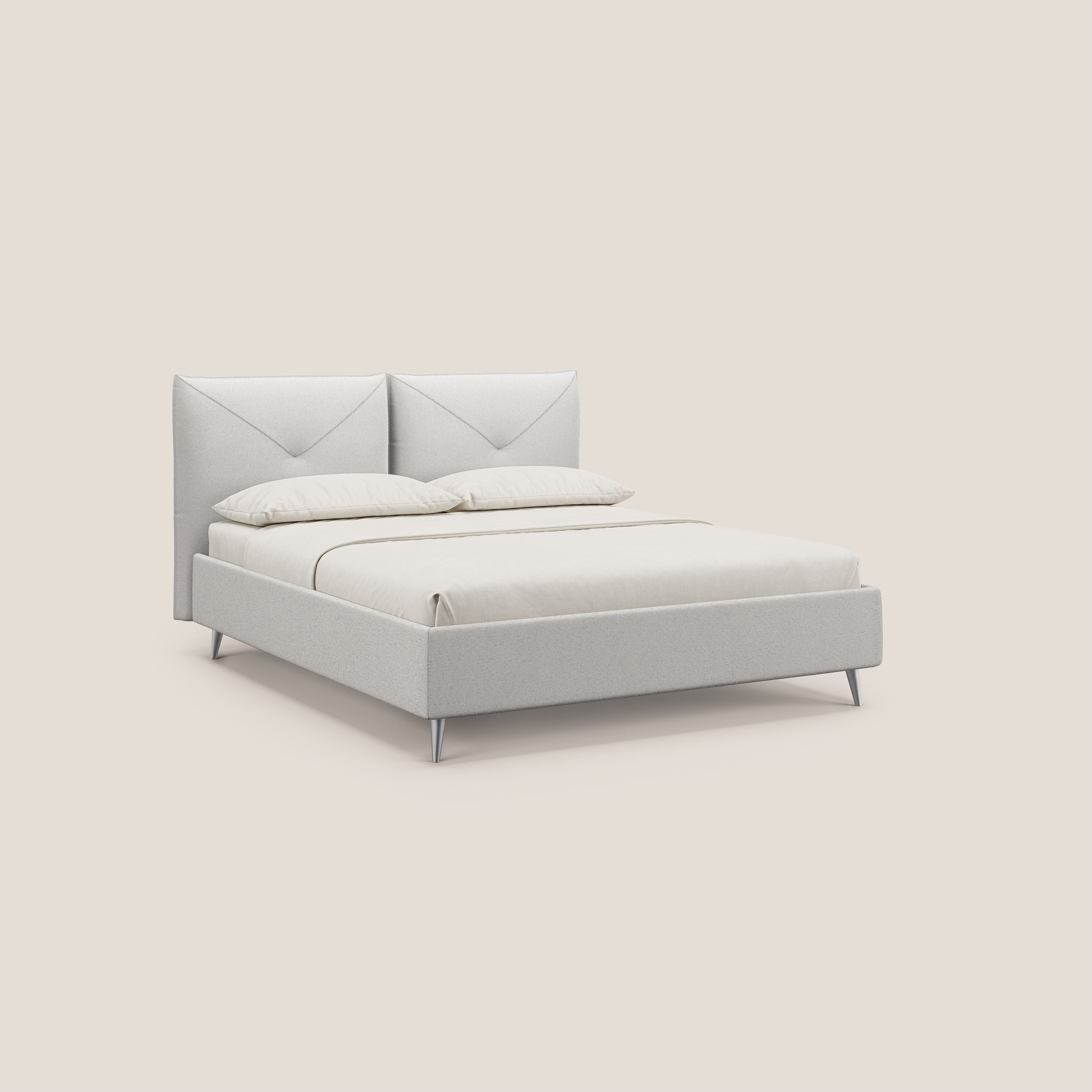 Adone letto imbottito contenitore a doppia pannellatura in bouclet impermeabile T07 grigio - divitt.sbs