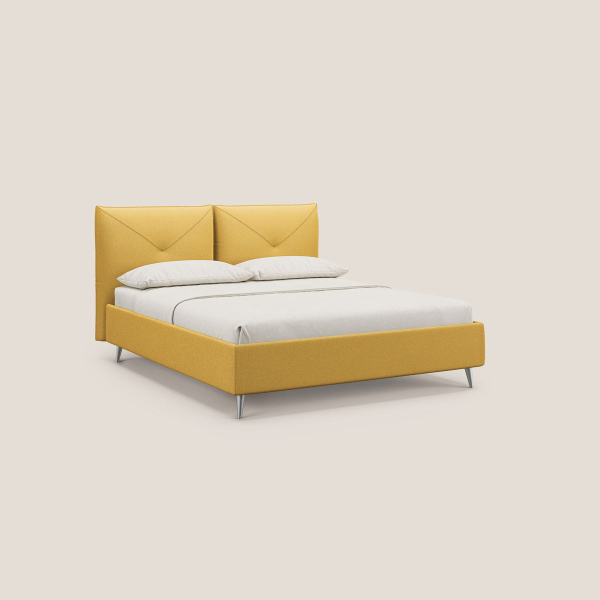 Adone letto imbottito contenitore a doppia pannellatura in bouclet impermeabile T07 giallo - divitt.sbs