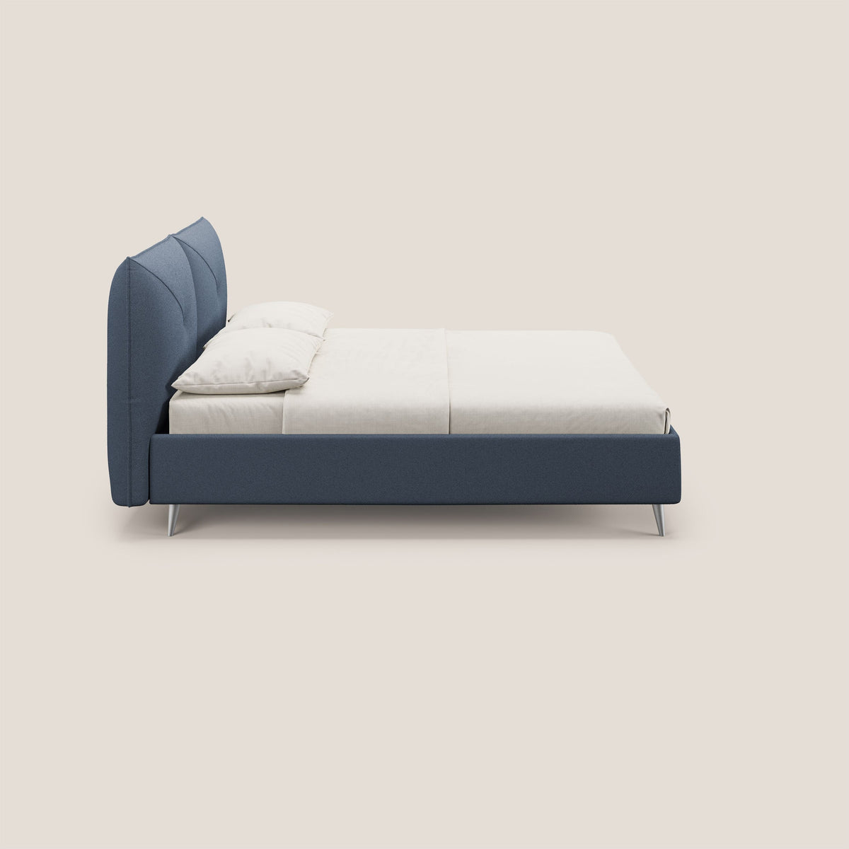 Adone letto imbottito contenitore a doppia pannellatura in bouclet impermeabile T07 blu - divitt.sbs