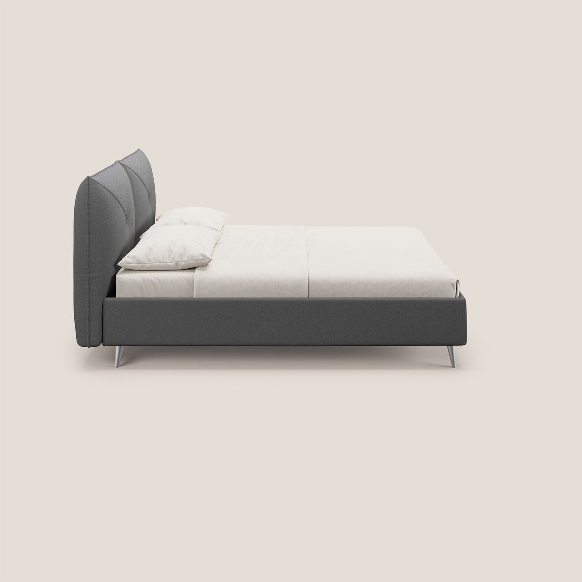 Adone letto imbottito contenitore a doppia pannellatura in bouclet impermeabile T07 antracite - divitt.sbs