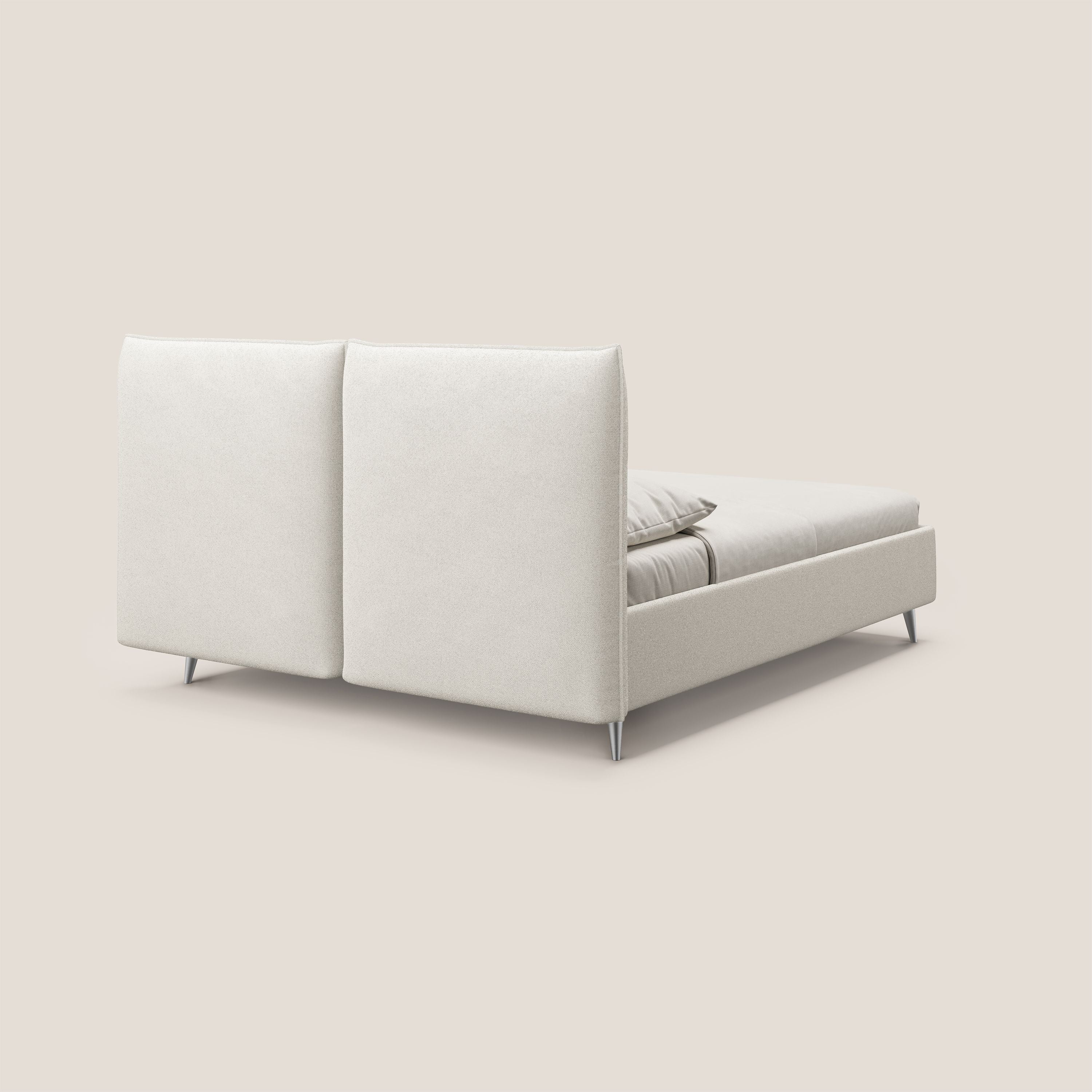 Adone letto imbottito contenitore a doppia pannellatura in bouclet impermeabile T07 bianco - divitt.sbs