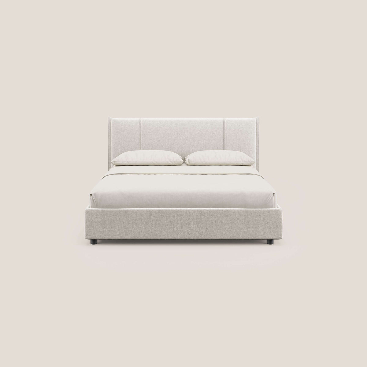 Alicia letto imbottito con vano contenitore in tessuto impermeabile T14 panna - divitt.sbs