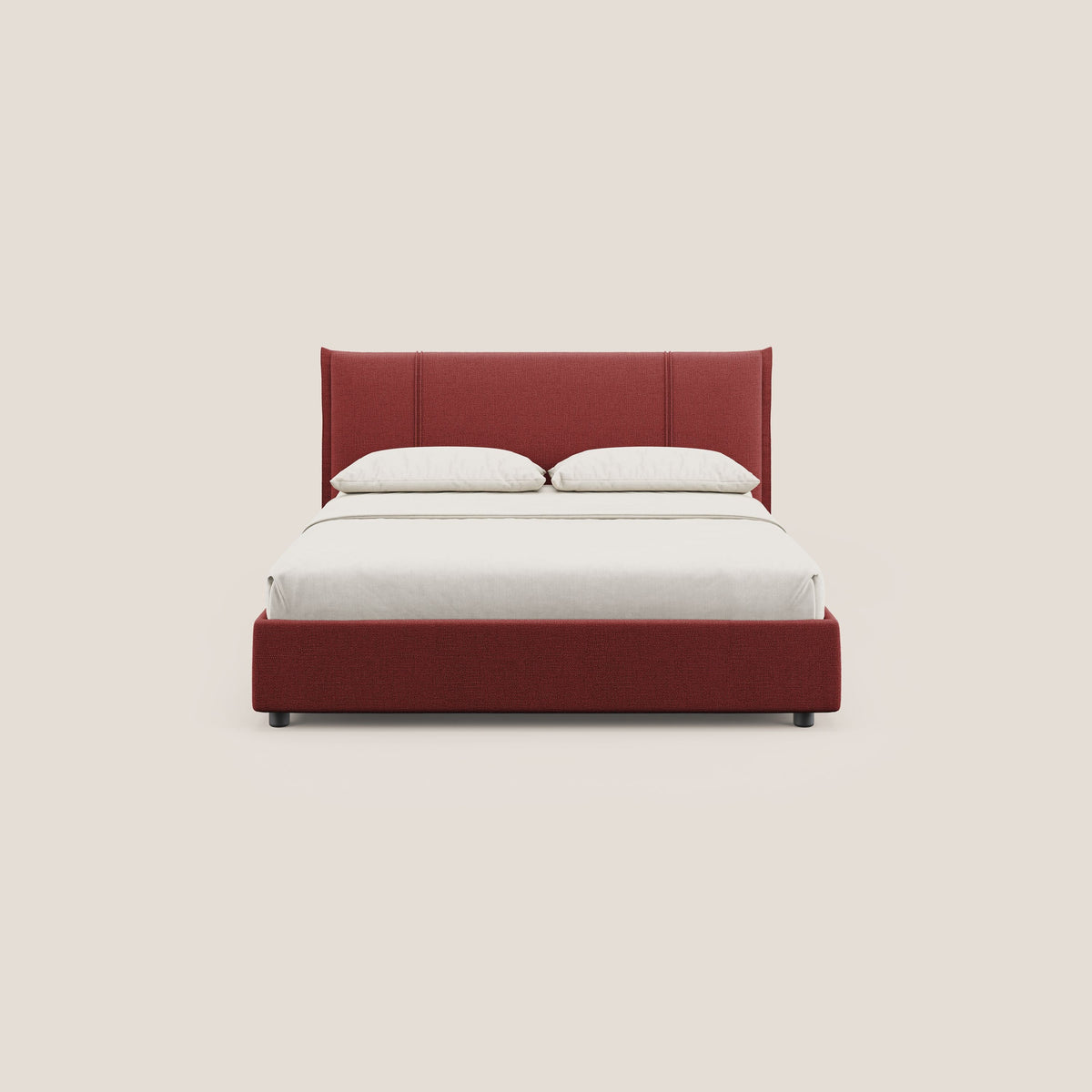 Alicia letto imbottito con vano contenitore in tessuto impermeabile T14 rosso - divitt.sbs