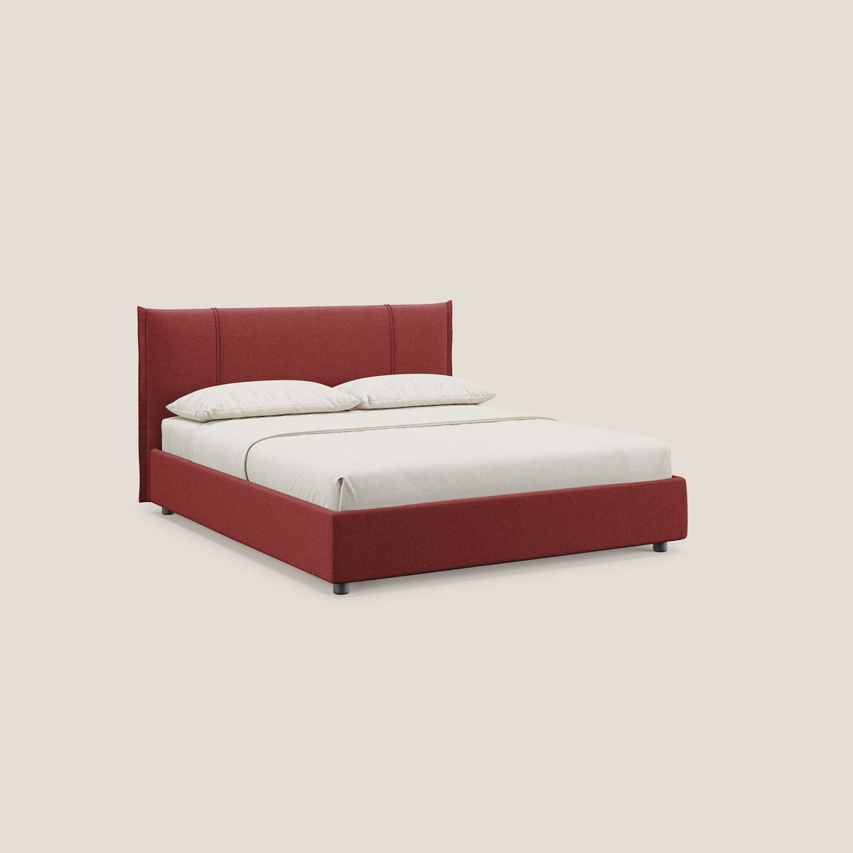 Alicia letto imbottito con vano contenitore in tessuto impermeabile T14 rosso - divitt.sbs