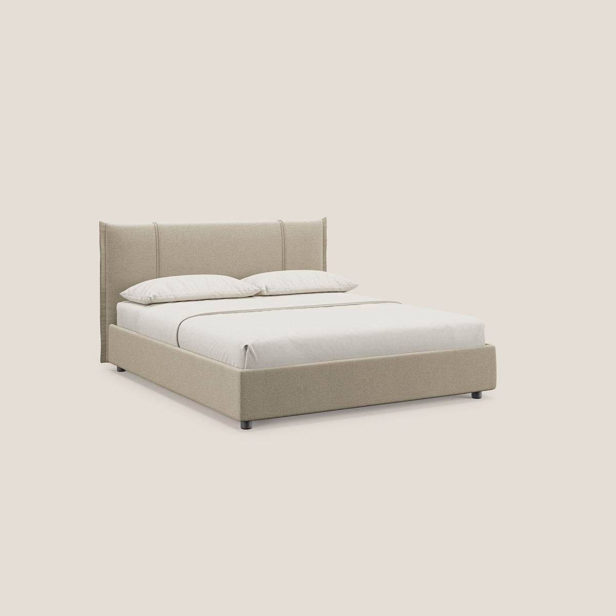 Alicia letto imbottito con vano contenitore in tessuto impermeabile T14 beige - divitt.sbs
