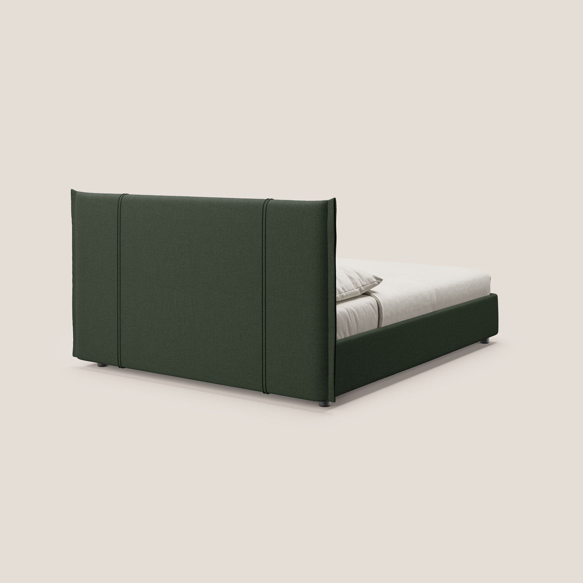 Alicia letto imbottito con vano contenitore in tessuto impermeabile T14 verde - divitt.sbs