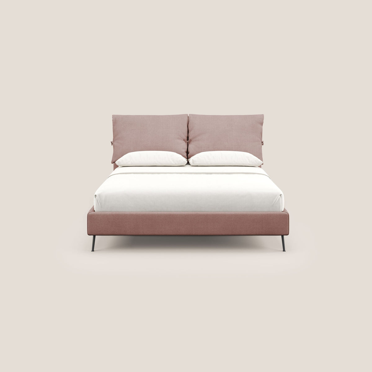 Artemisia letto imbottito con piedini alti sfoderabile in tessuto smacchiabile T17 rosa - divitt.sbs