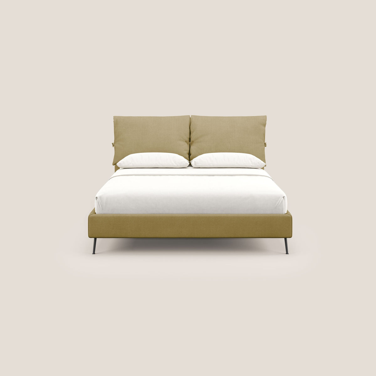 Artemisia letto imbottito con piedini alti sfoderabile in tessuto smacchiabile T17 giallo - divitt.sbs