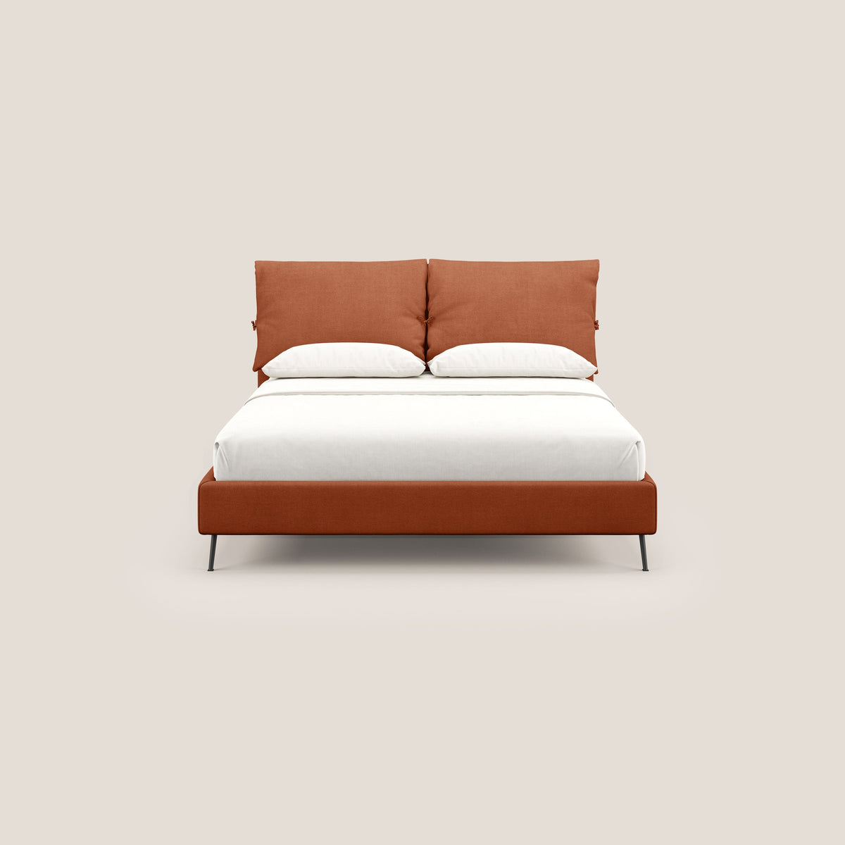 Artemisia letto imbottito con piedini alti sfoderabile in tessuto smacchiabile T17 arancio - divitt.sbs