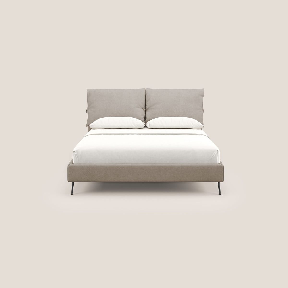 Artemisia letto imbottito con piedini alti sfoderabile in tessuto smacchiabile T17 beige - divitt.sbs