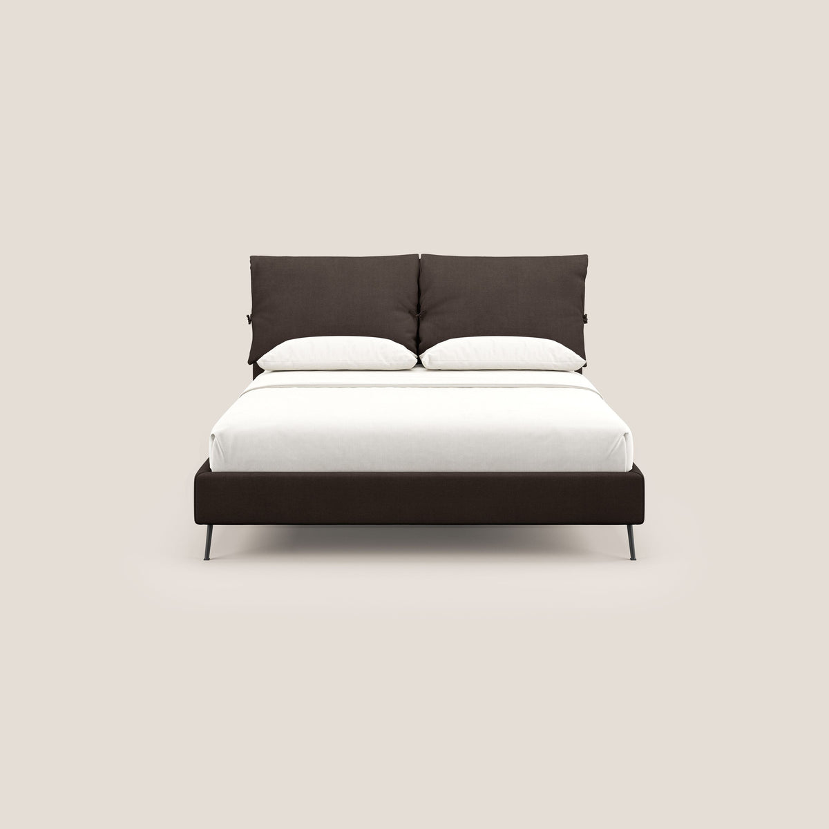 Artemisia letto imbottito con piedini alti sfoderabile in tessuto smacchiabile T17 marrone - divitt.sbs