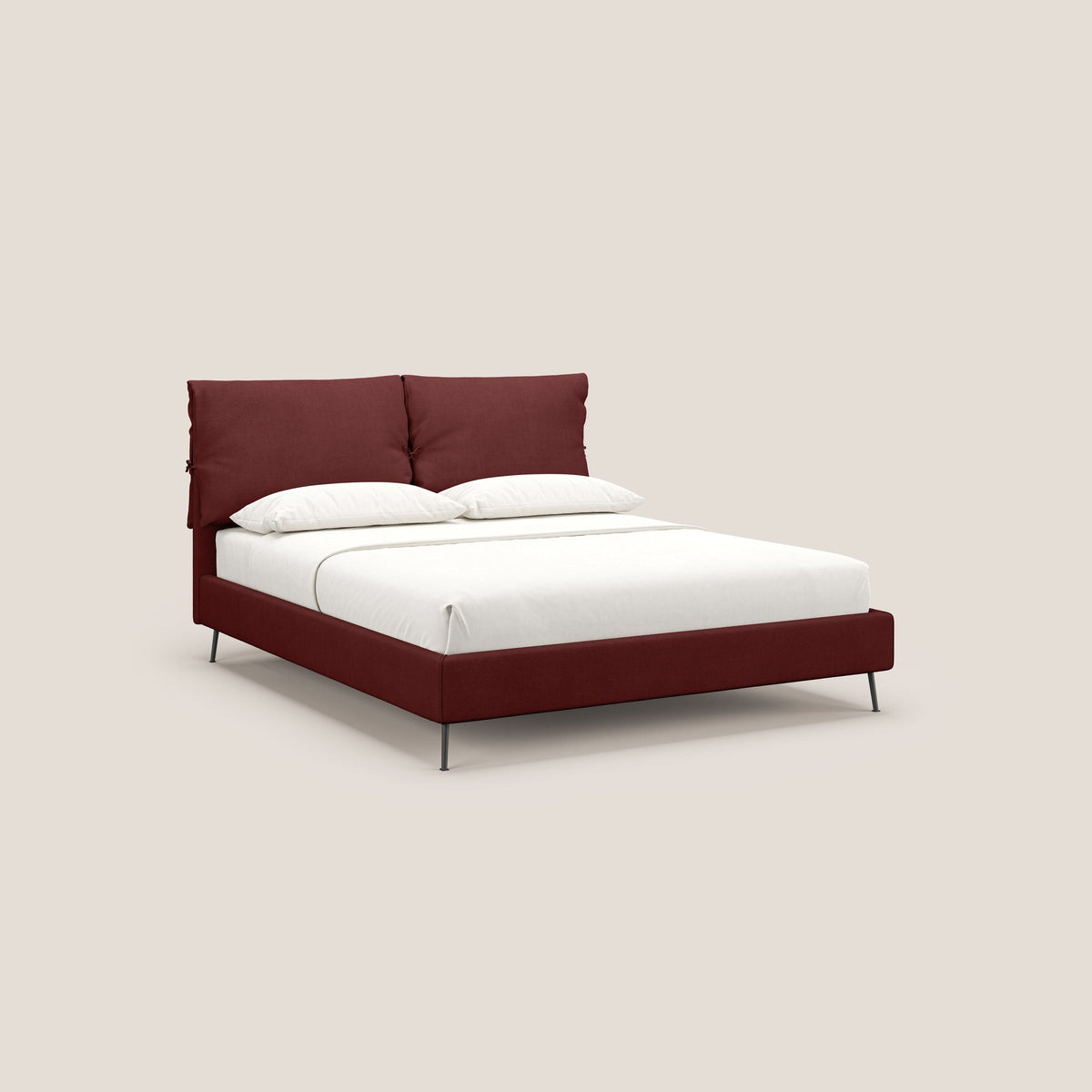 Artemisia letto imbottito con piedini alti sfoderabile in tessuto smacchiabile T17 rosso - divitt.sbs