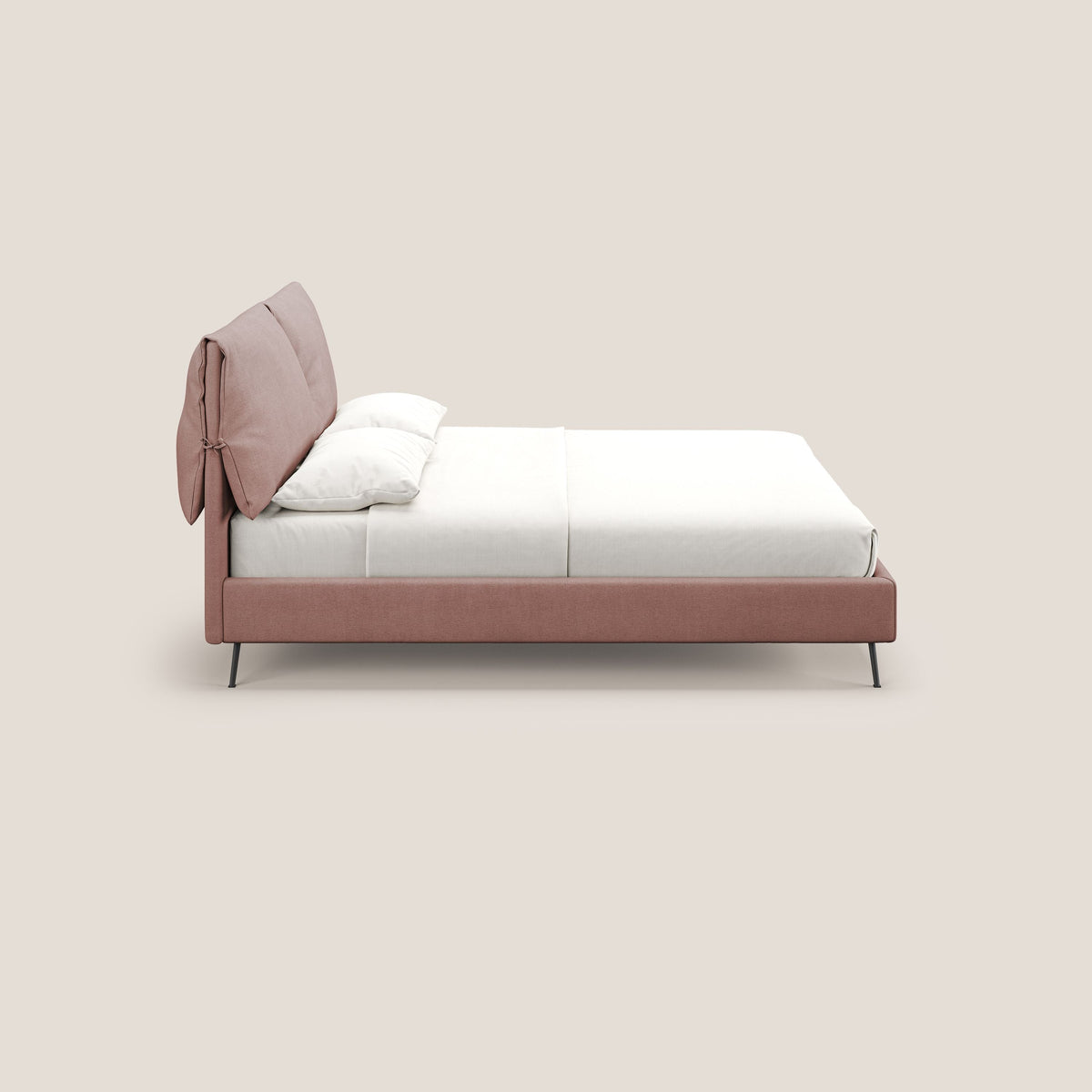 Artemisia letto imbottito con piedini alti sfoderabile in tessuto smacchiabile T17 rosa - divitt.sbs