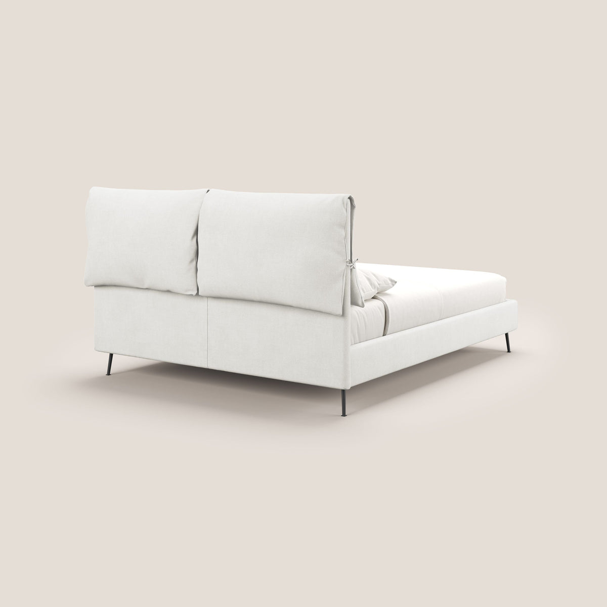 Artemisia letto imbottito con piedini alti sfoderabile in tessuto smacchiabile T17 bianco - divitt.sbs