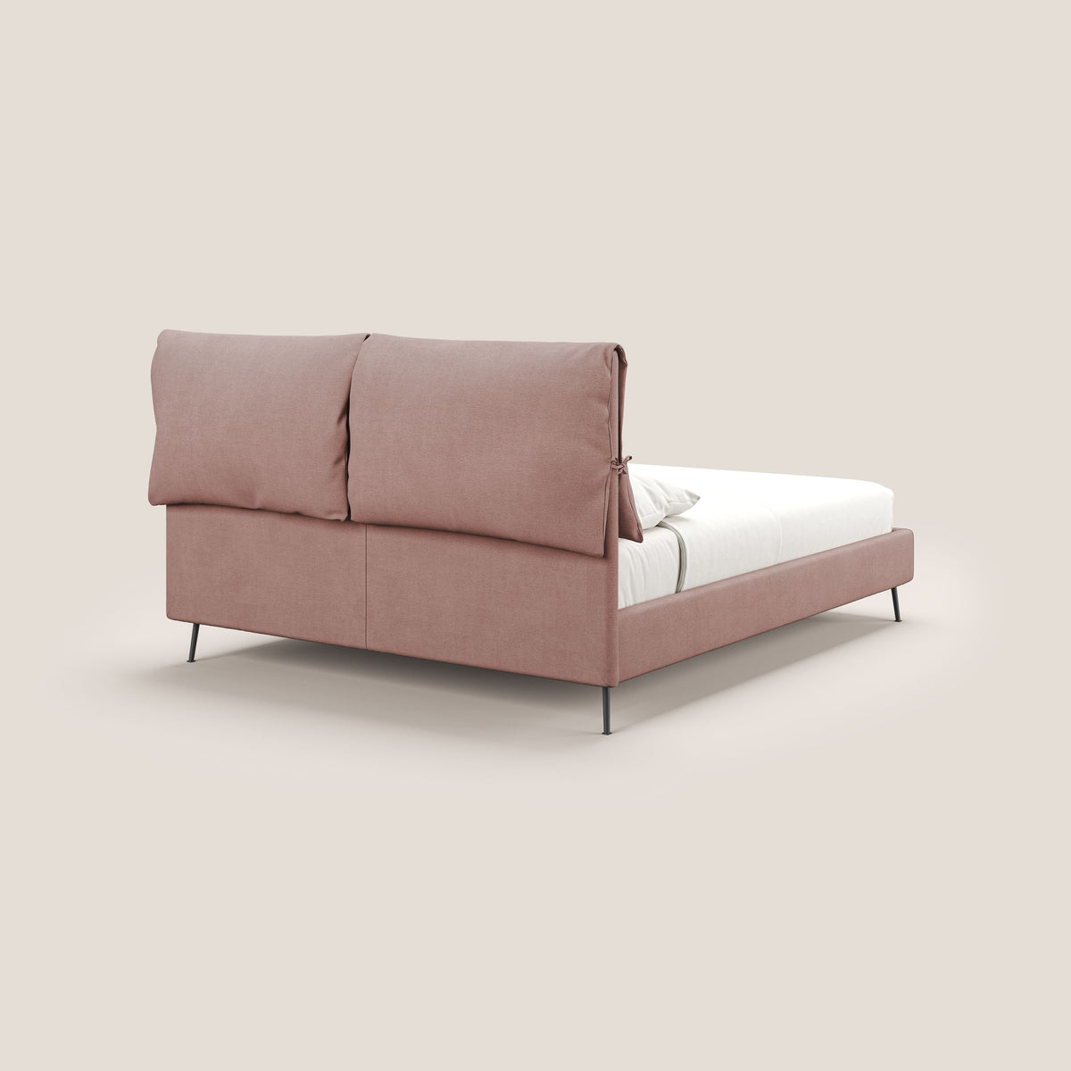 Artemisia letto imbottito con piedini alti sfoderabile in tessuto smacchiabile T17 rosa - divitt.sbs