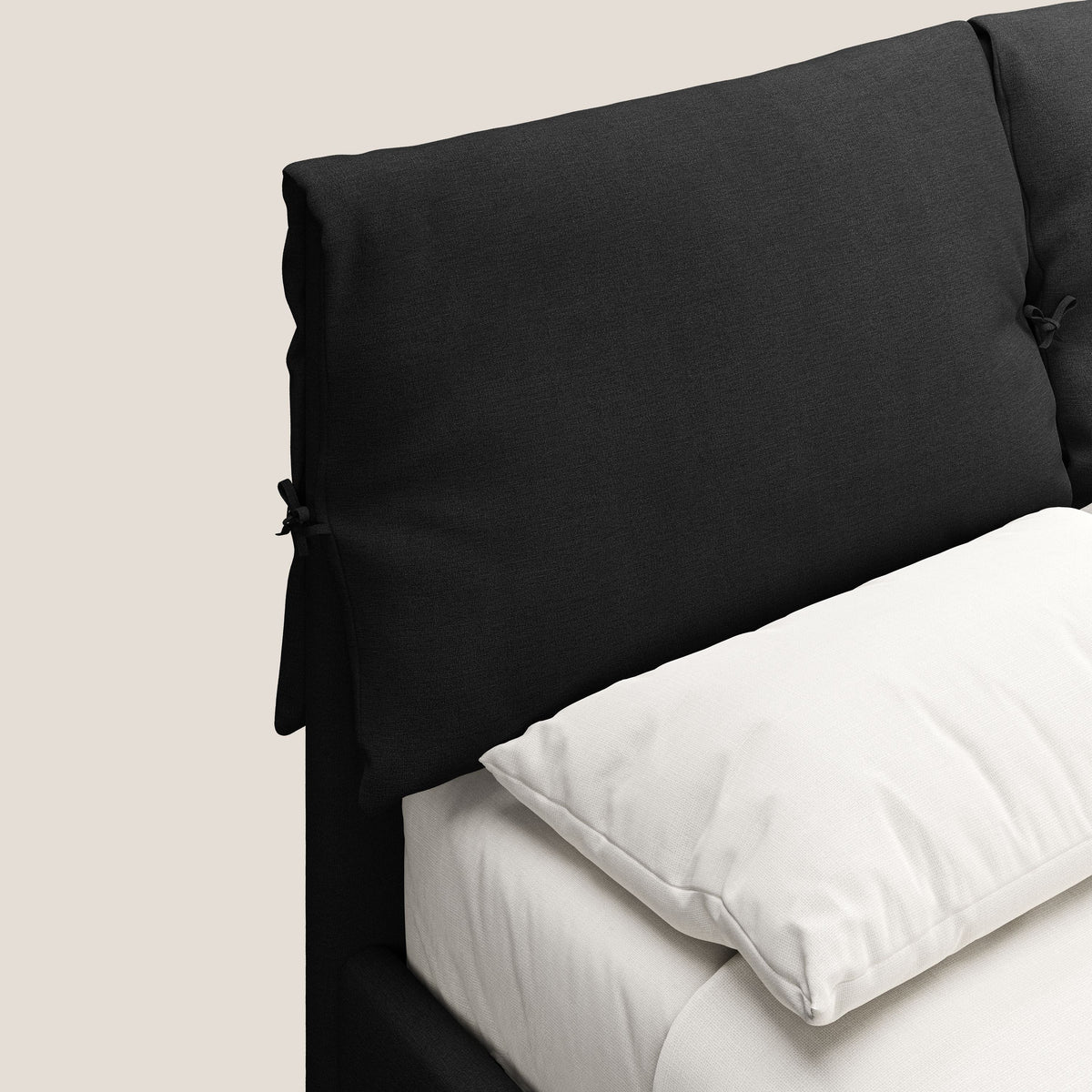 Artemisia letto imbottito con piedini alti sfoderabile in tessuto smacchiabile T17 nero - divitt.sbs