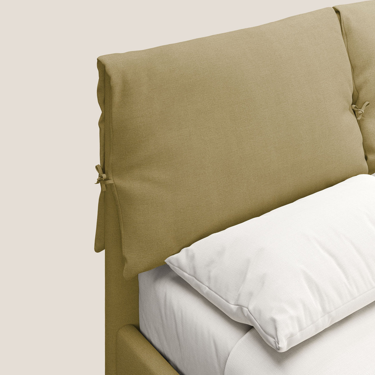 Artemisia letto imbottito con piedini alti sfoderabile in tessuto smacchiabile T17 giallo - divitt.sbs